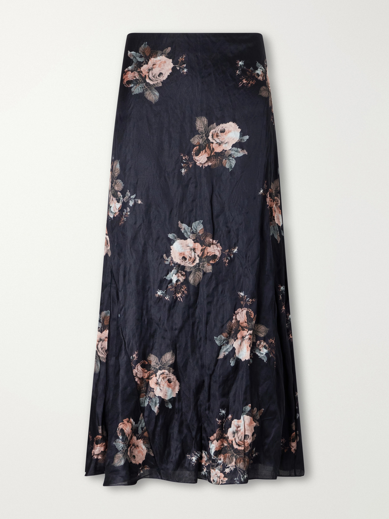 Floral-Print Crinkled Midi