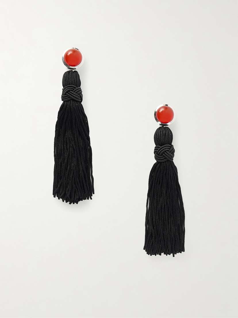 Sophie Buhai Cleo Tasseled Silver And Cornelian Earrings