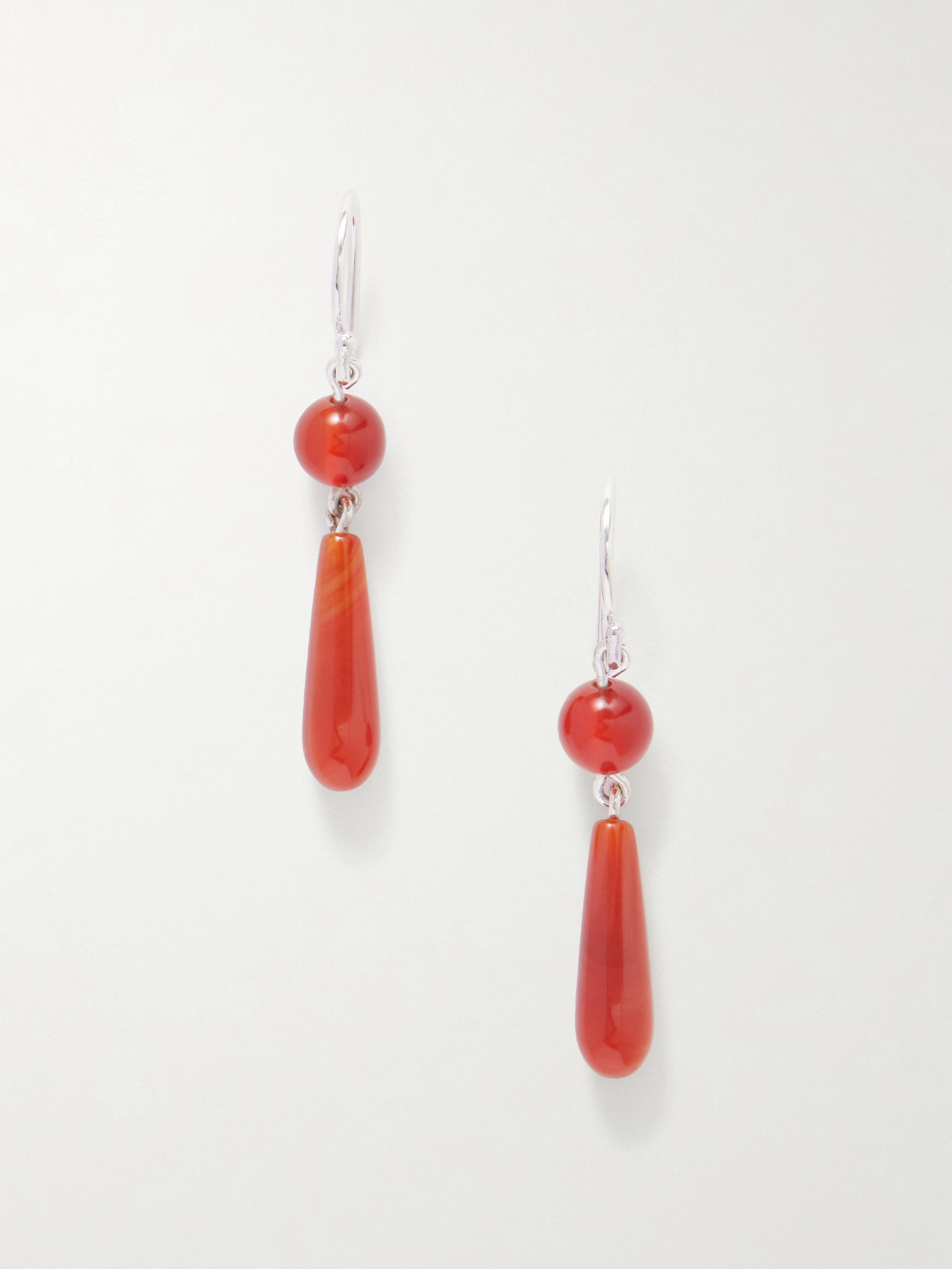 Sophie Buhai Tiny Isadore Silver And Carnelian Earrings In Red
