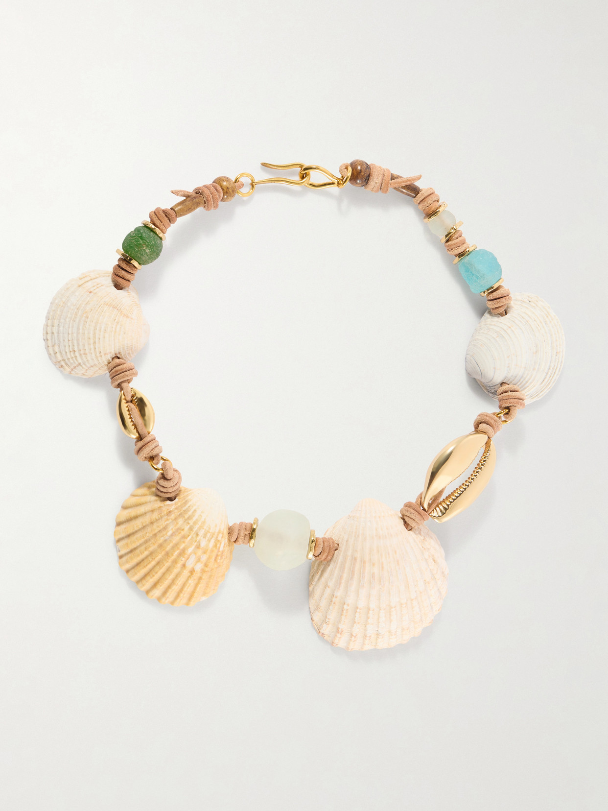 Tohum Samsara Gold-plated, Leather And Seashell Beaded Necklace In Multi