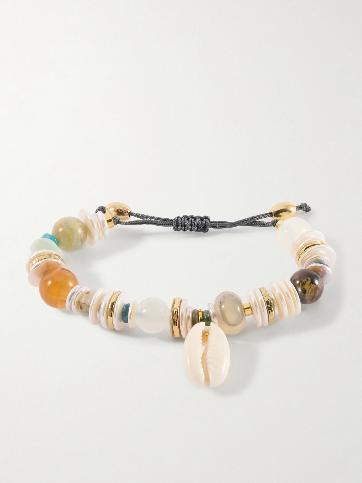 Tohum Samsara Gold-plated, Leather And Seashell Beaded Bracelet In Multi
