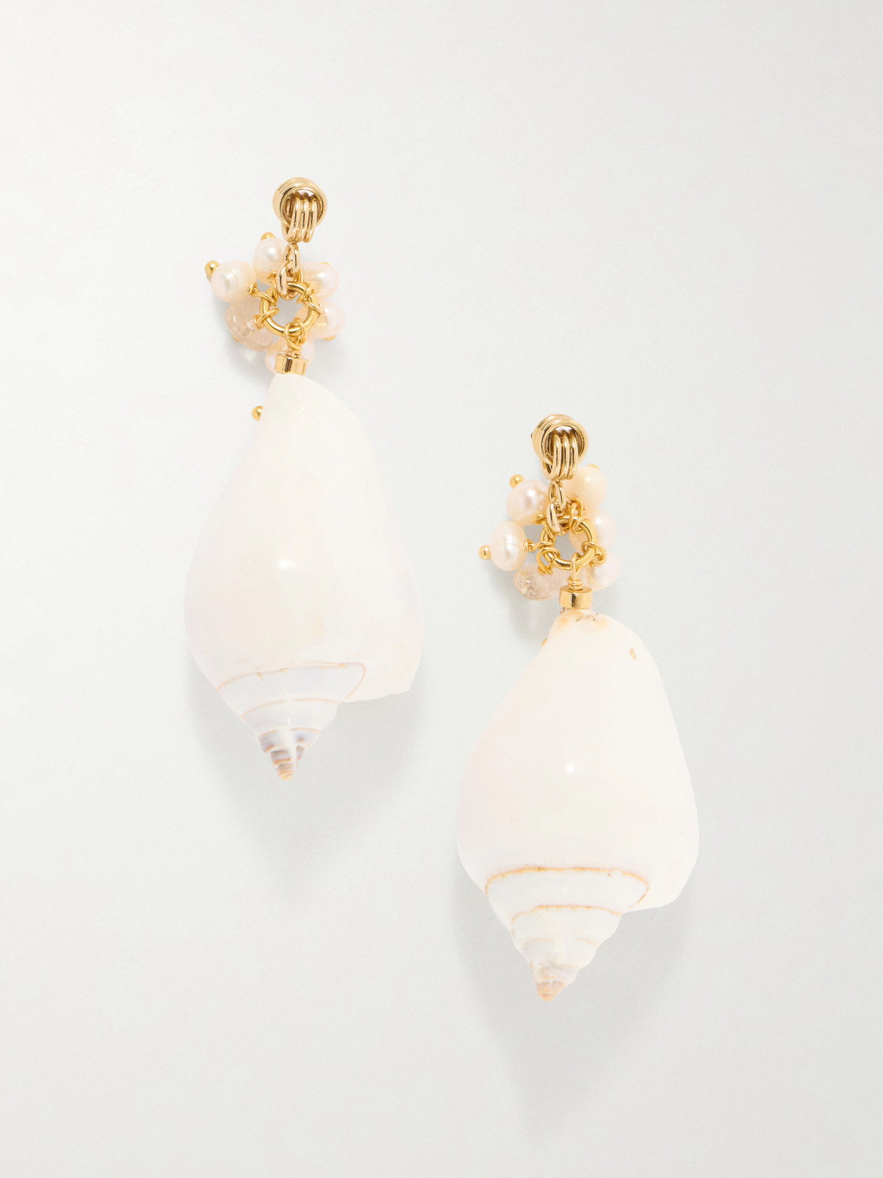 Tohum Samsara Gold-plated And Seashell Beaded Earrings In Neutral