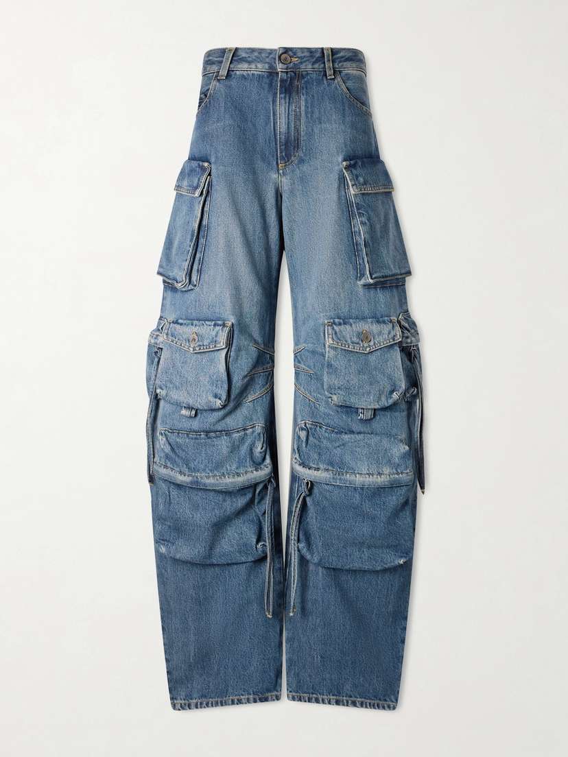 The Attico Tapered Mid-rise Wide-leg Cargo Jeans - Women's Clothing