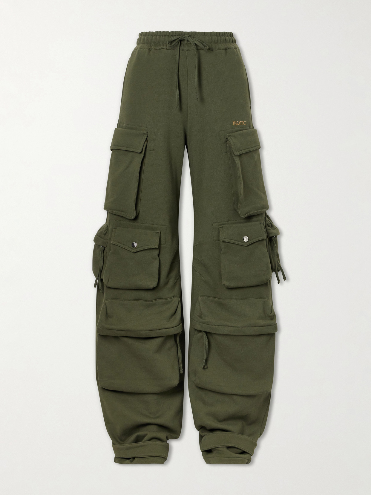 Attico Cotton Tapered Cargo Pants In Green