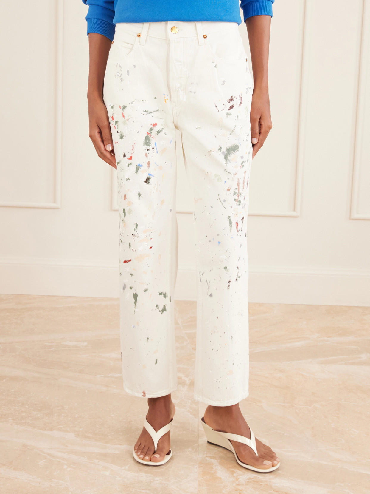 The Slouch Paint-Splattered Low-Rise Boyfriend Jeans