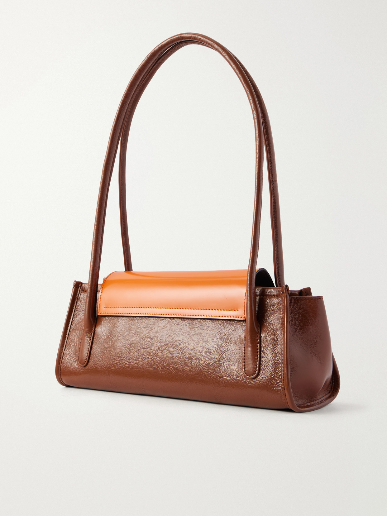Trunkette Two-Tone Crinkled Shoulder Bag