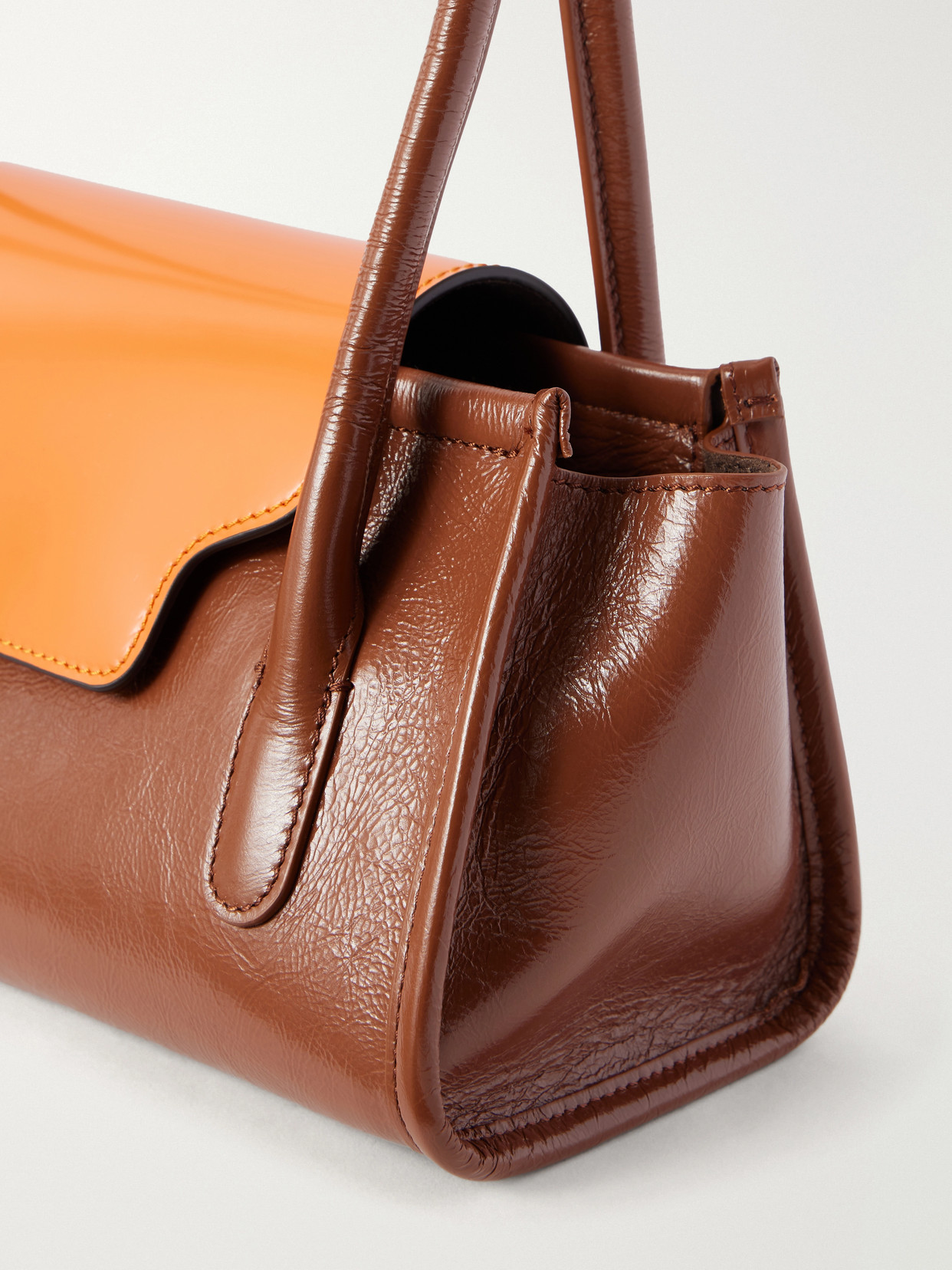 Trunkette Two-Tone Crinkled Shoulder Bag