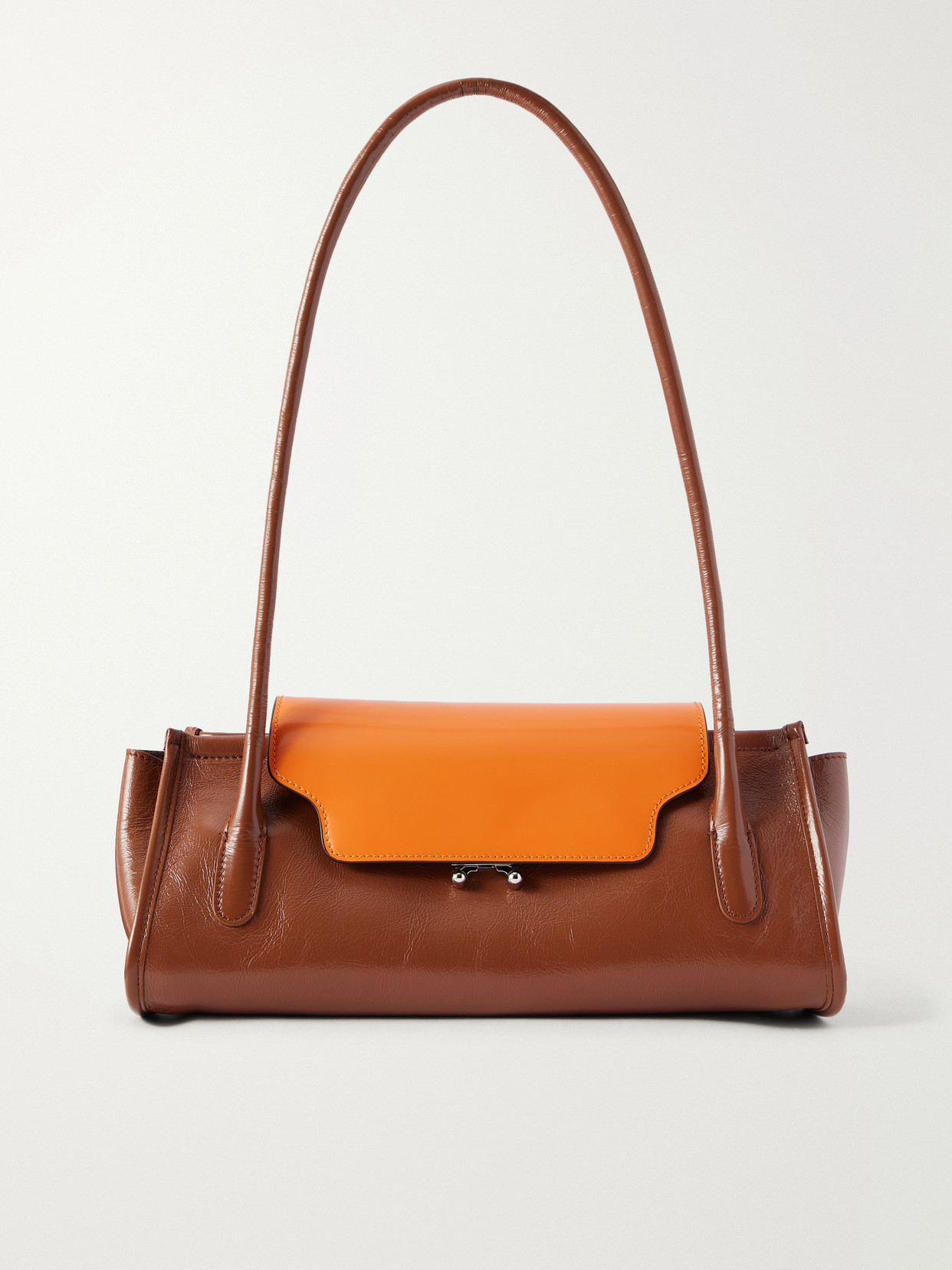 Trunkette Two-Tone Crinkled Shoulder Bag