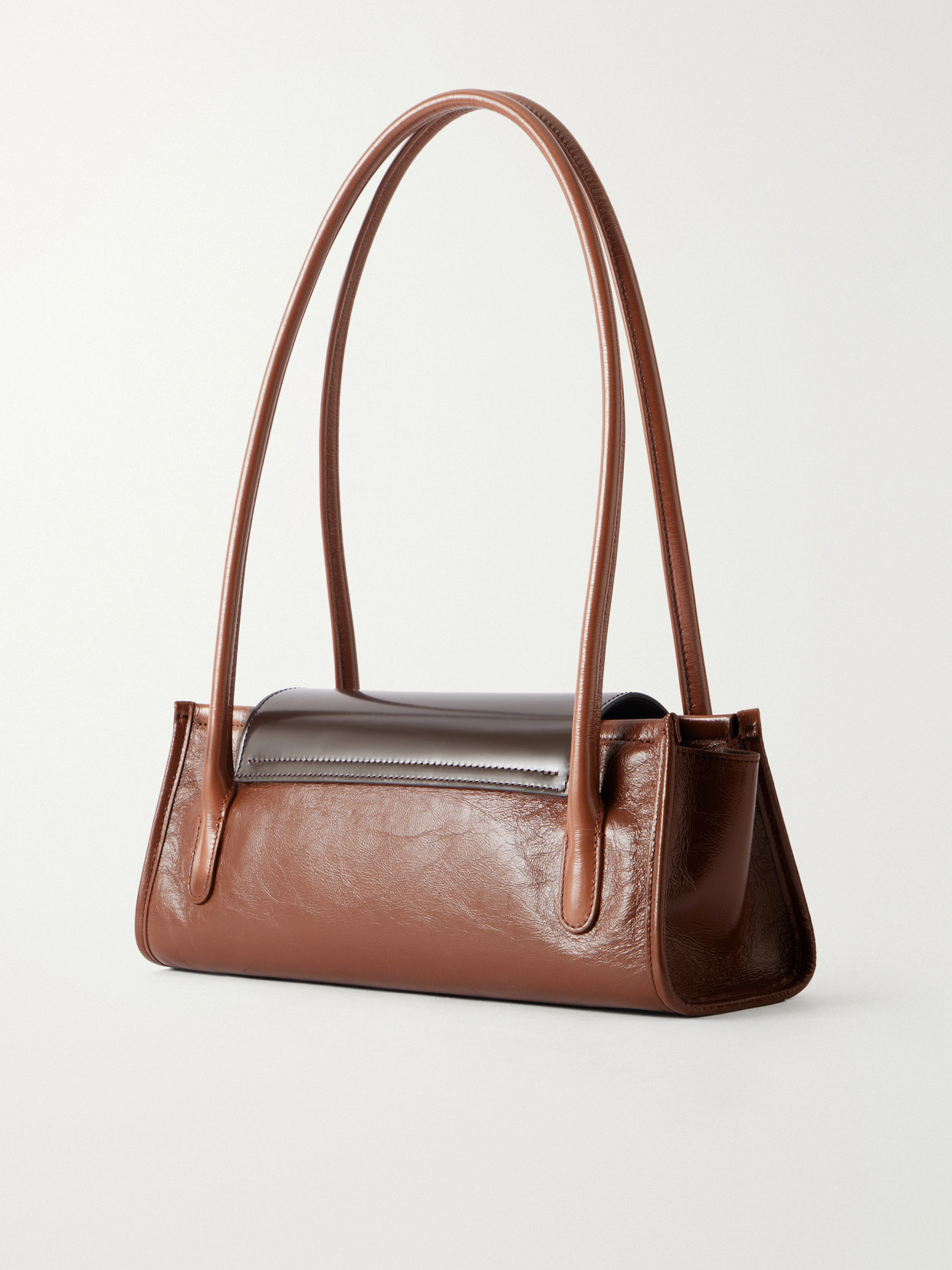 Trunkette Two-Tone Crinkled-Leather Shoulder Bag