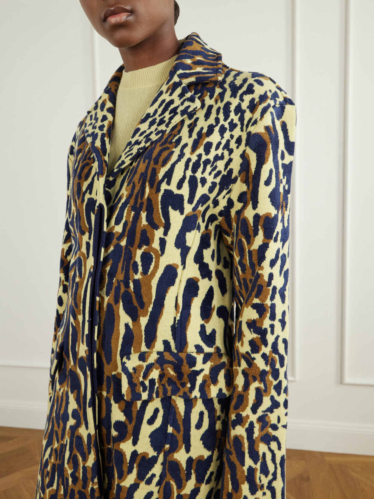 Leopard-Jacquard Virgin Coat