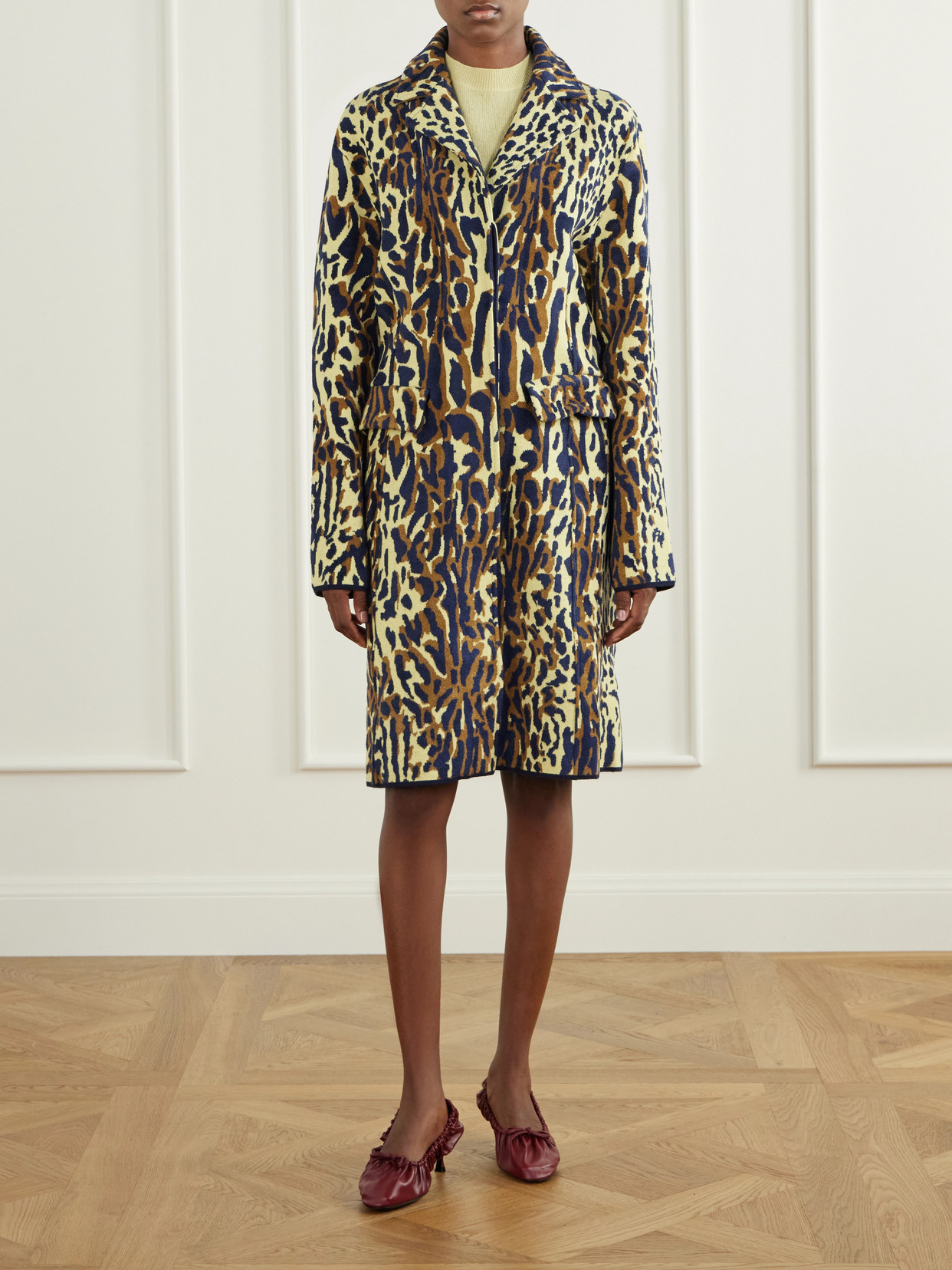 Leopard-Jacquard Virgin Coat