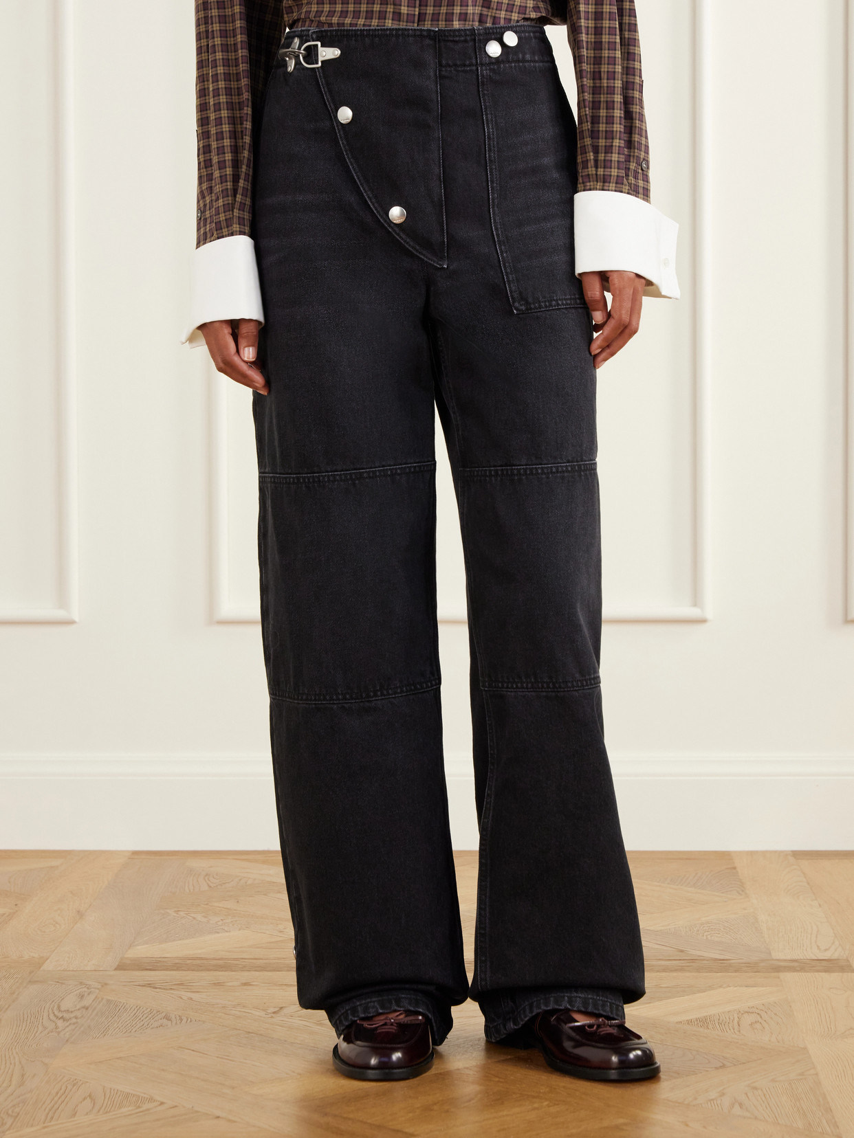 Carabiner-Hardware Asymmetric-Fly Wide- Leg