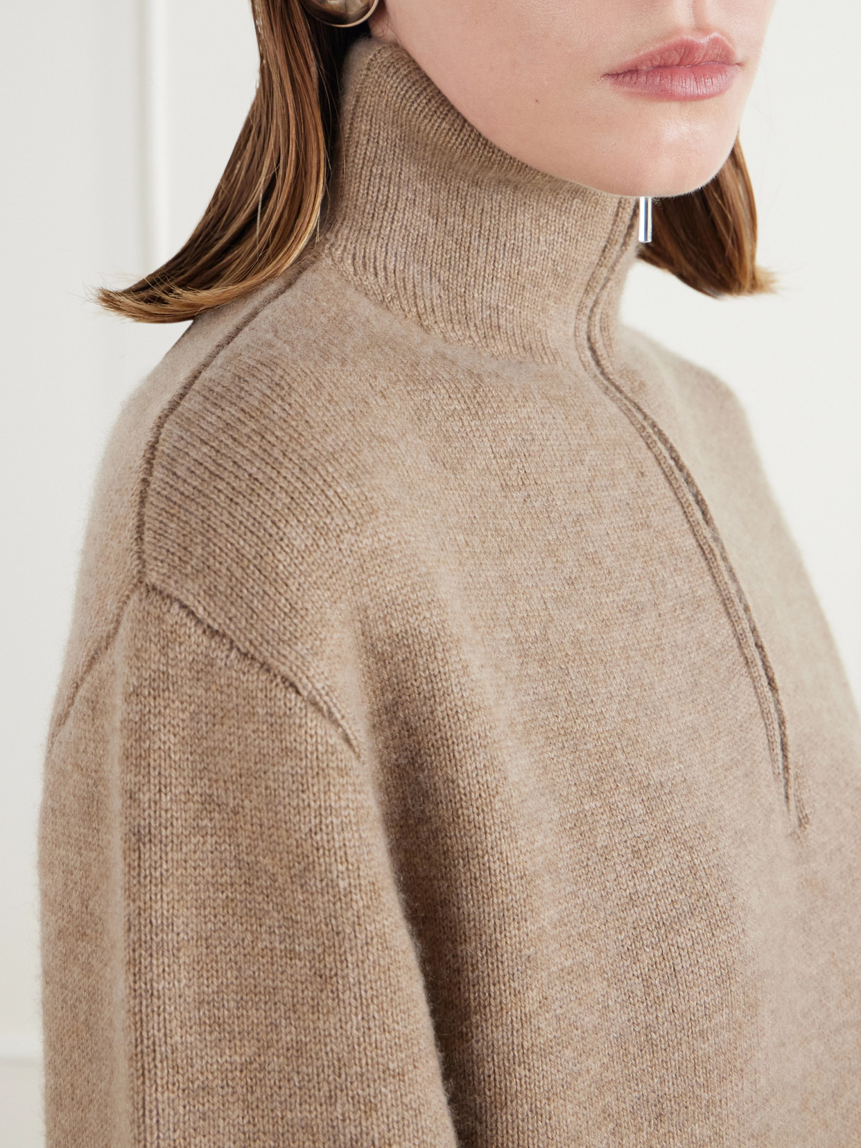 Dana Merino Wool And Cashmere-Blend Half-Zip Sweater
