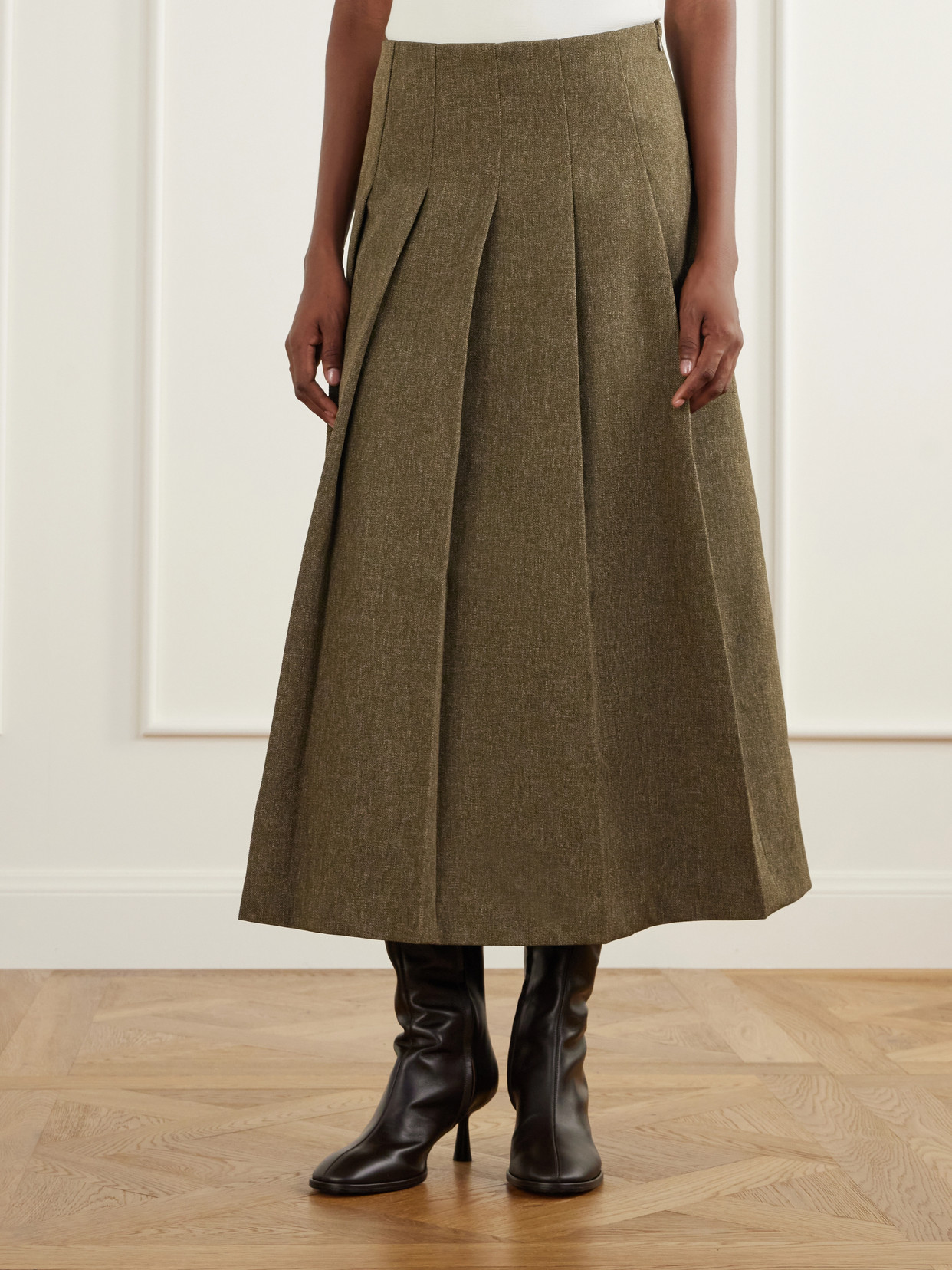 Róhe - Pleated Grain De Poudre Midi