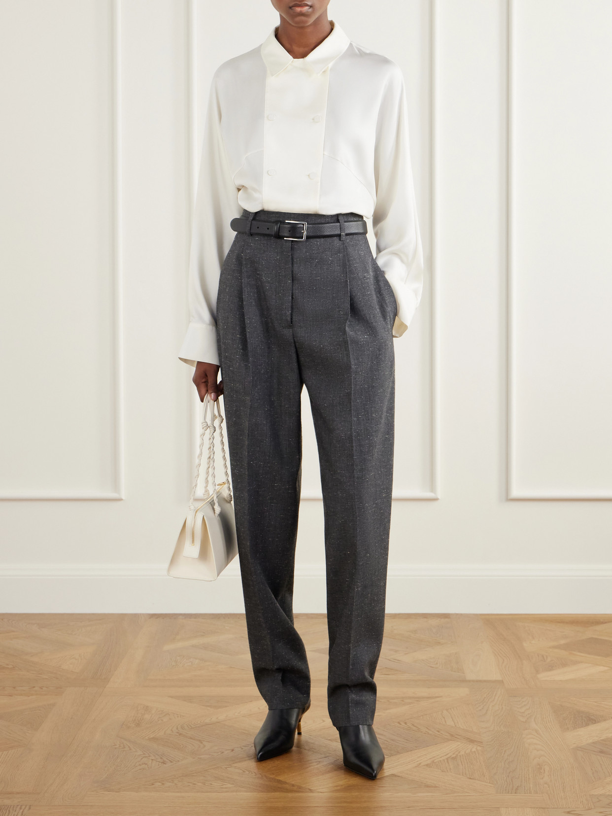 Róhe - Double-Breasted Silk-Satin Blouse