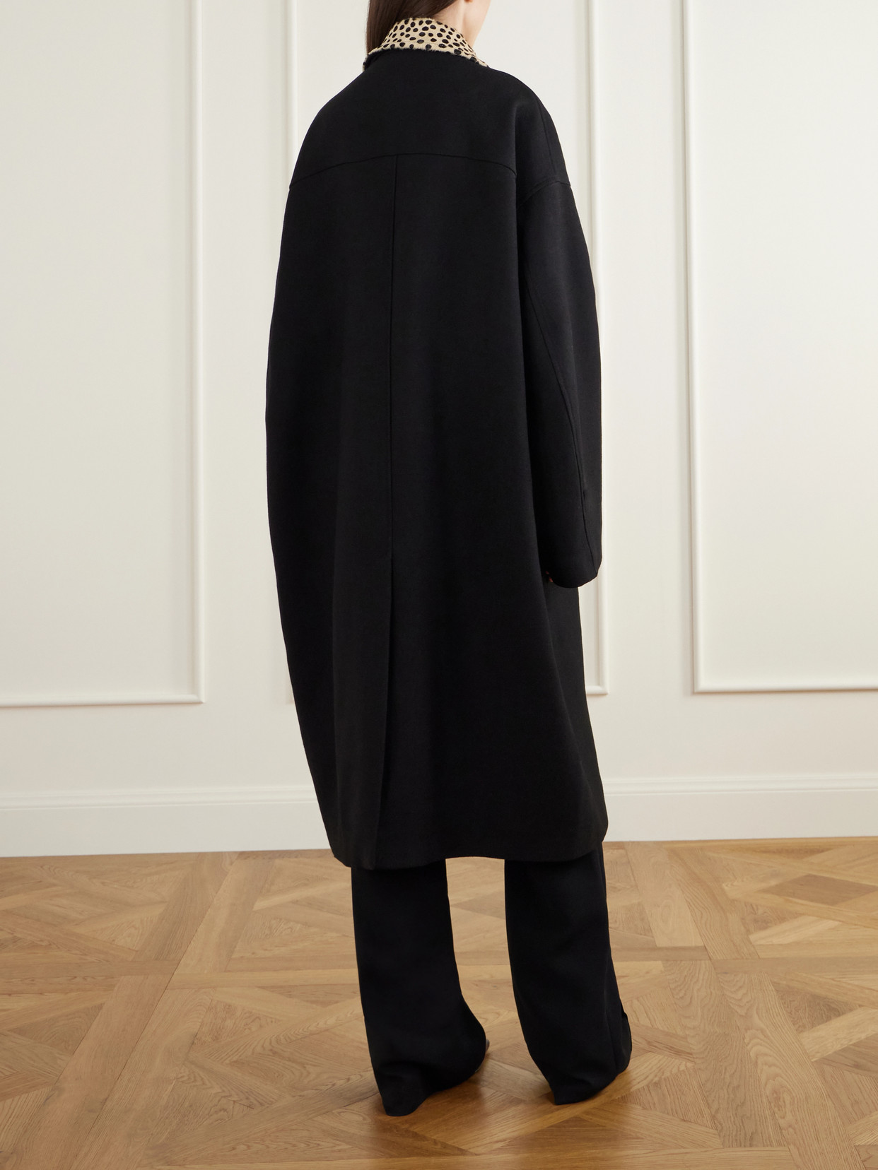 Róhe - Cheetah Calf Hair-Trimmed Virgin Wool Twill Coat