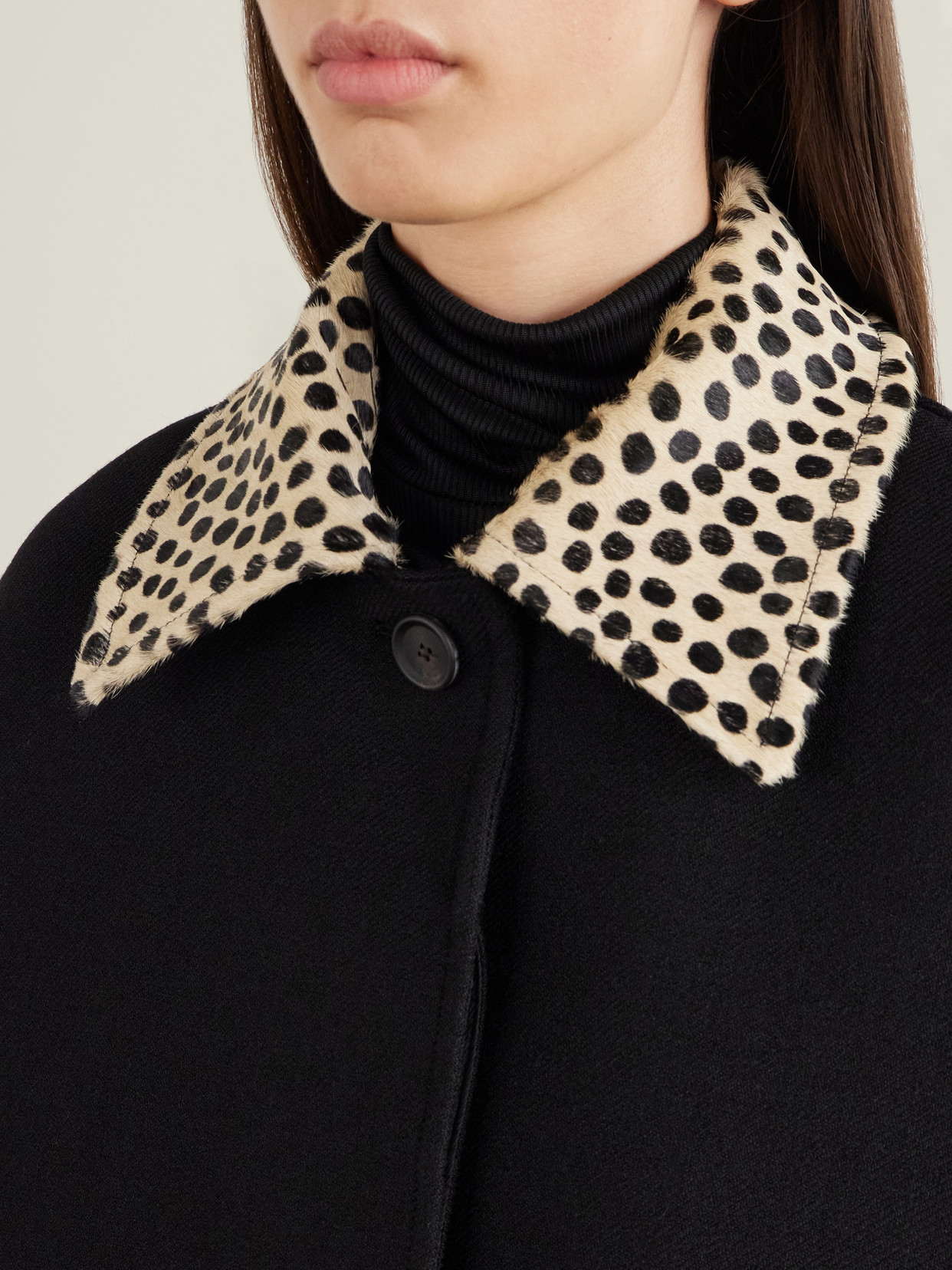 Róhe - Cheetah Calf Hair-Trimmed Virgin Wool Twill Coat