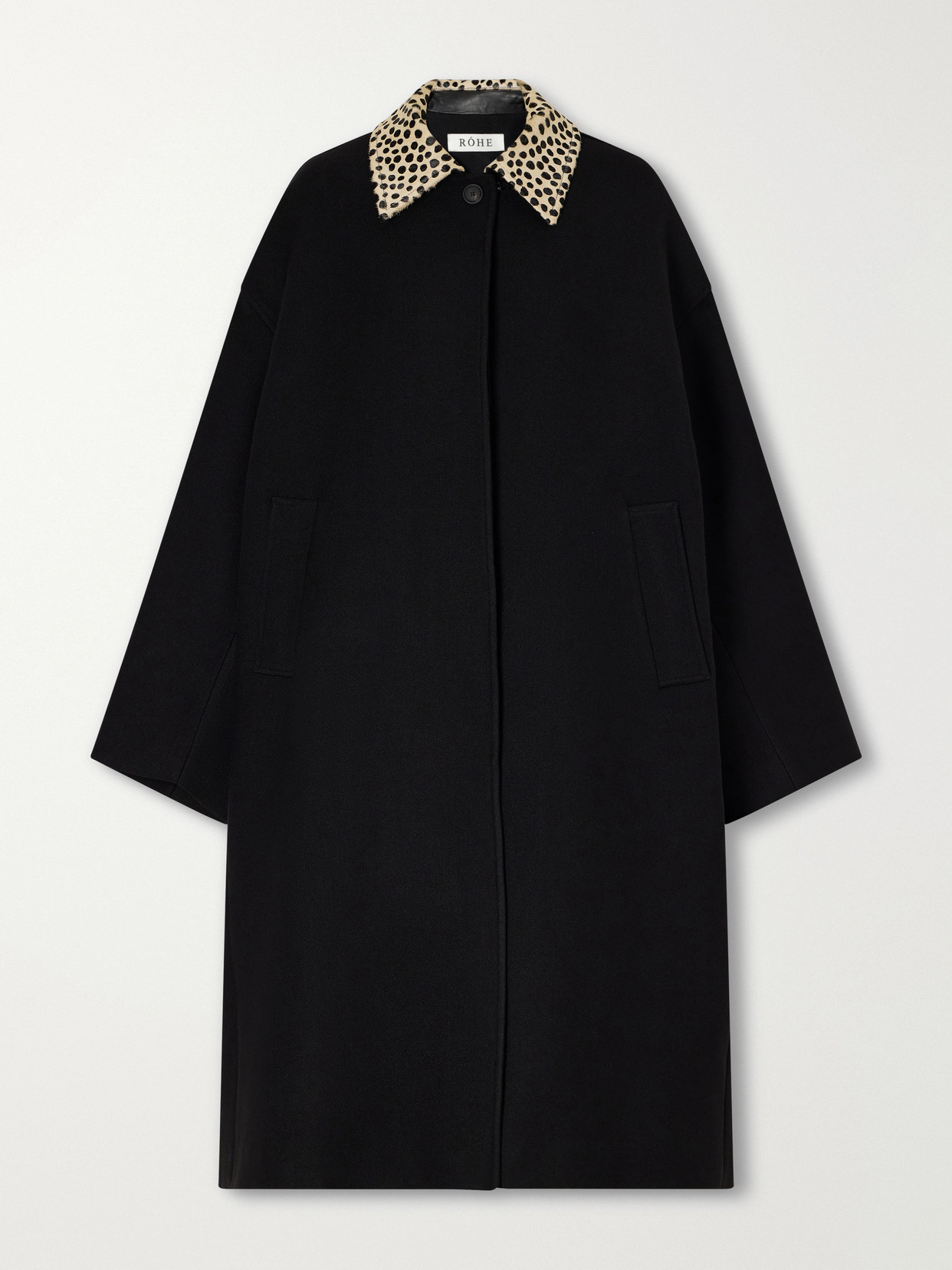 Róhe - Cheetah Calf Hair-Trimmed Virgin Wool Twill Coat