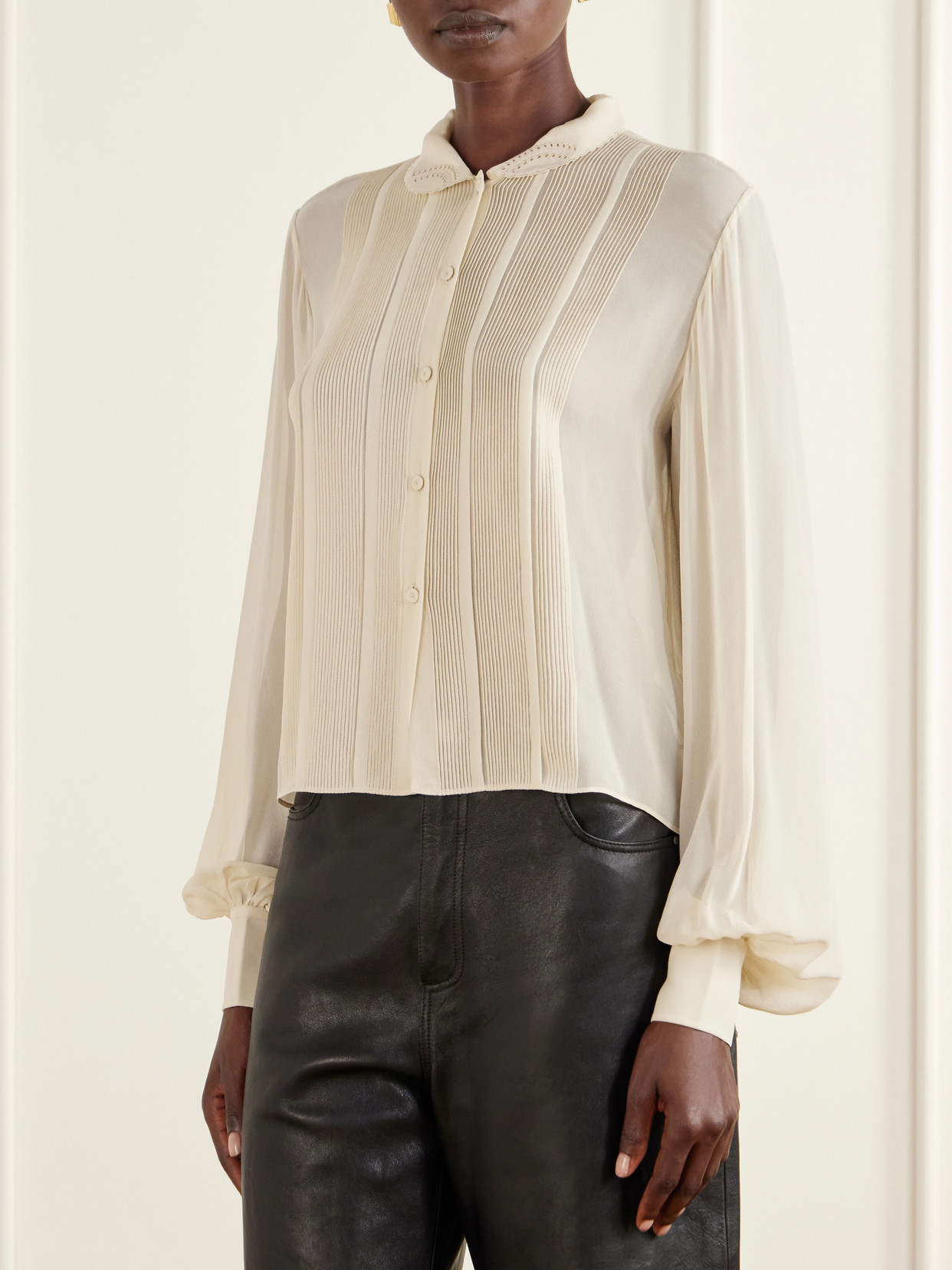 Róhe - Romantic Pintucked Silk-Crepe De Chine Blouse