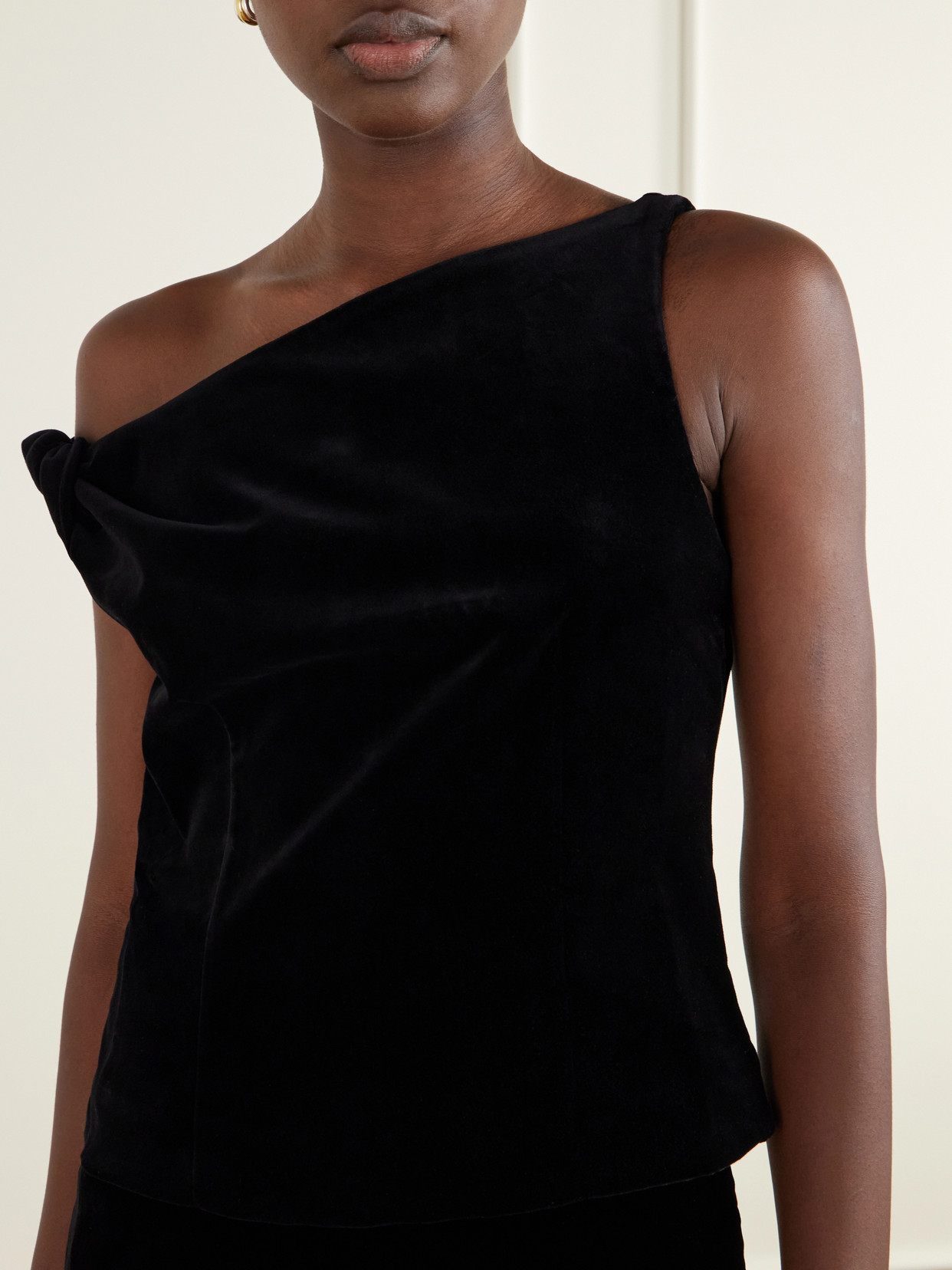 Róhe - Draped Cotton-Velvet Top