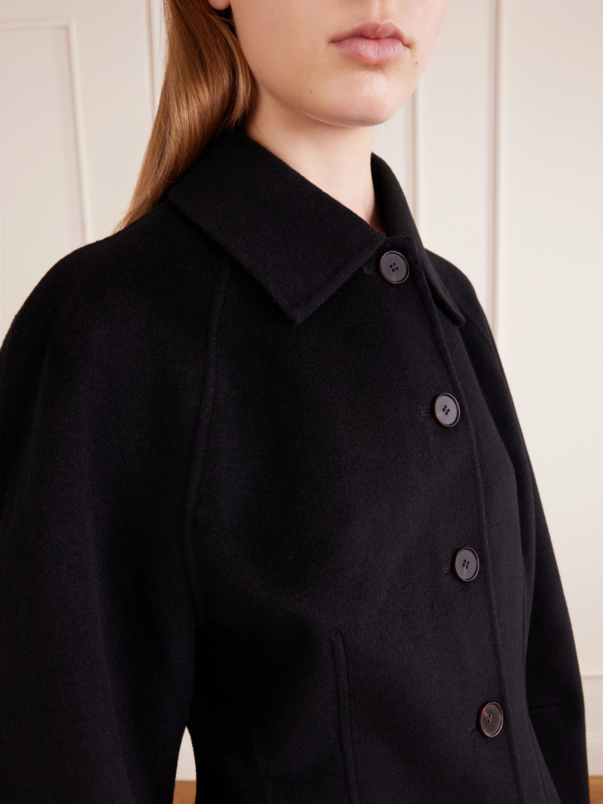 Rohe Double-faced Wool Sculptural Sleeve Jacket With Cinched Waist And Four-button Closure In Black