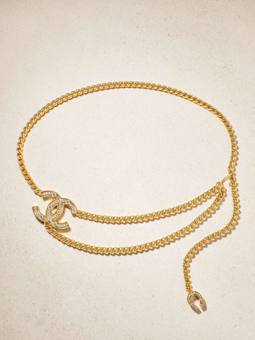 Susan Caplan Vintage + Chanel Vintage 2002 Gold-plated Swarovski Crystal Chain