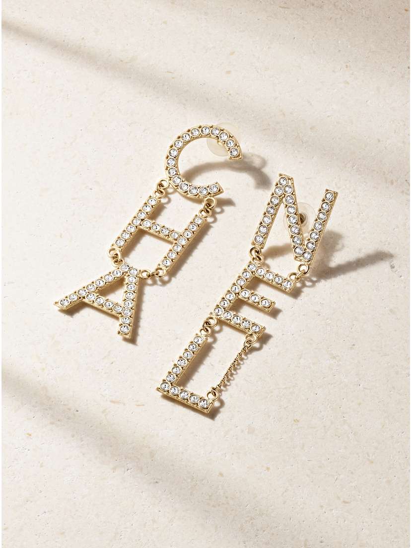 Susan Caplan Vintage + Chanel Vintage 2020 Gold-plated Swarovski Crystal Earrings