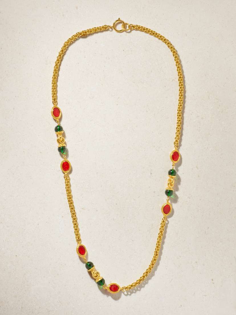 Susan Caplan Vintage + Chanel Vintage 1980 Gold-plated Gripoix Crystal Necklace