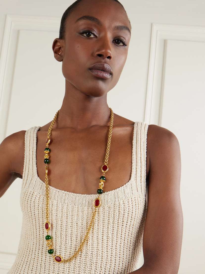 Susan Caplan Vintage + Chanel Vintage 1980 Gold-plated Gripoix Crystal Necklace | Thumbnail 2 Susan Caplan Vintage + Chanel Vintage 1980 Gold-plated Gripoix Crystal Necklace | Thumbnail 2
