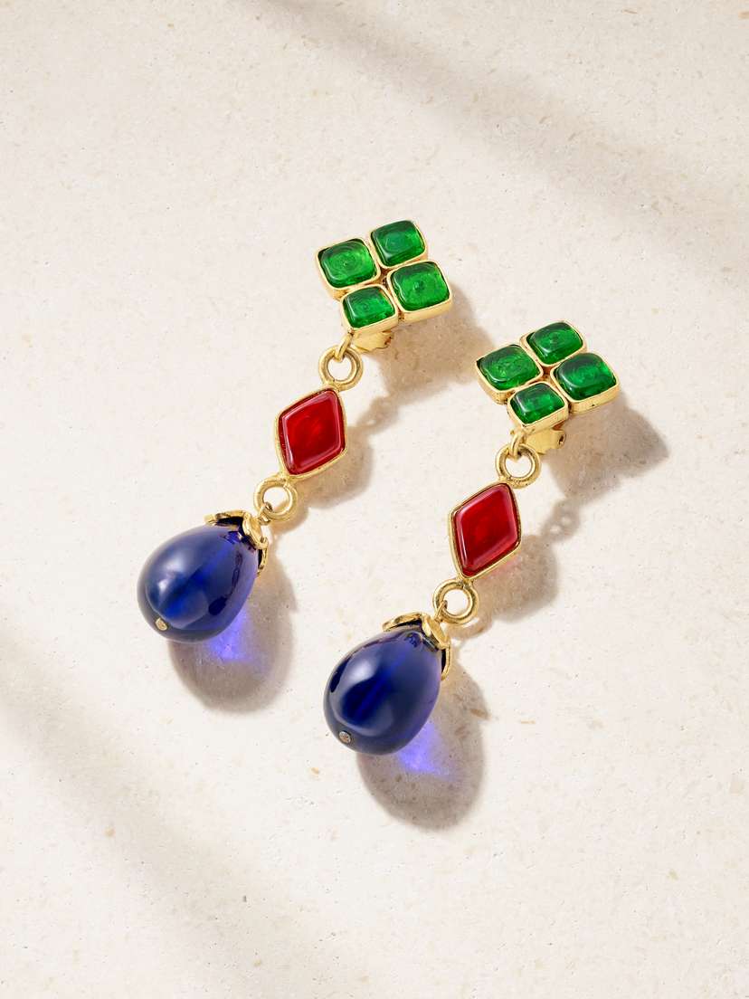 Susan Caplan Vintage + Chanel Vintage 1994 Gold-plated Gripoix Crystal Clip Earrings | Thumbnail 6 Susan Caplan Vintage + Chanel Vintage 1994 Gold-plated Gripoix Crystal Clip Earrings | Thumbnail 6