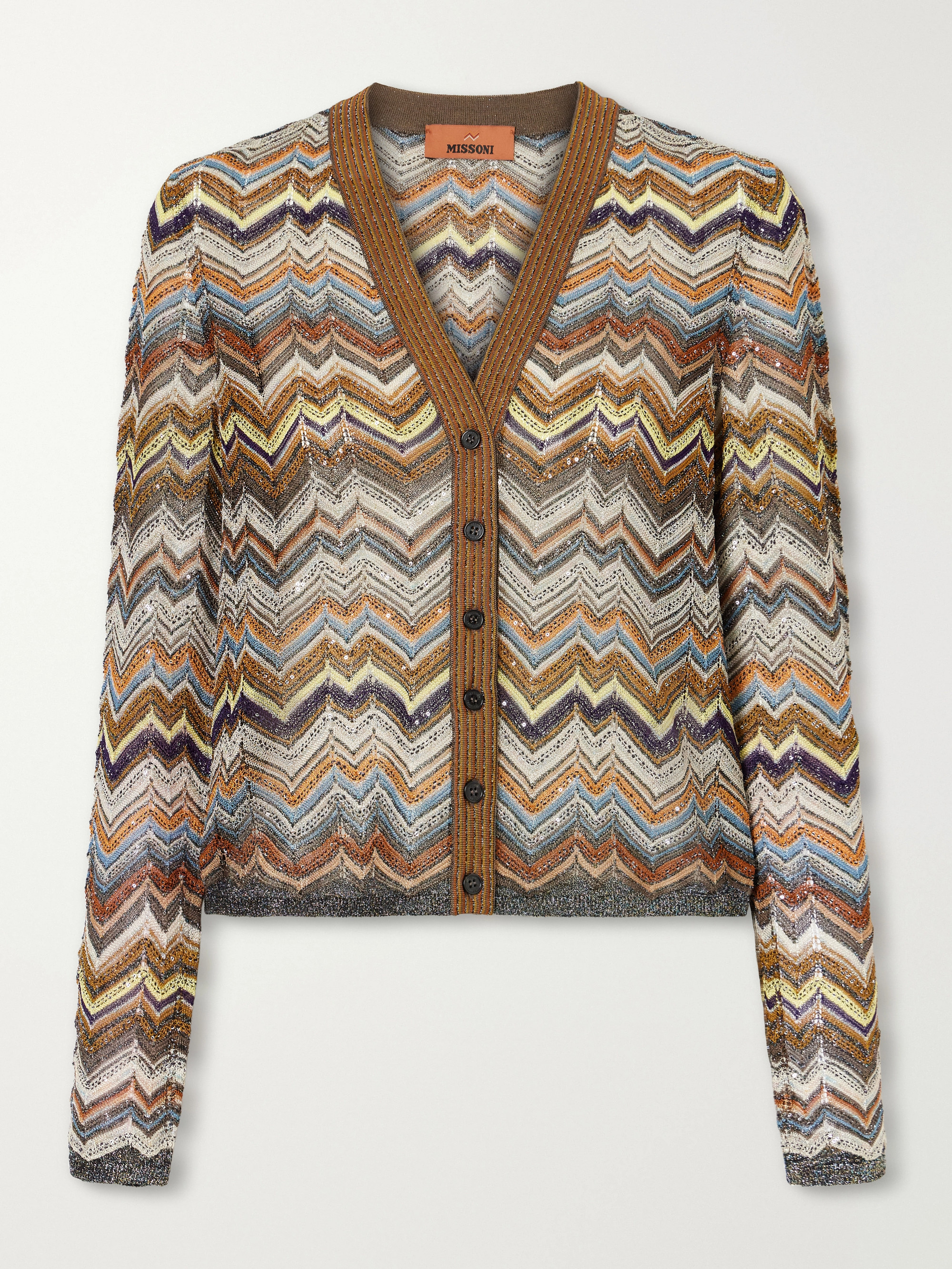 Missoni Striped metallic crochet-knit cardigan