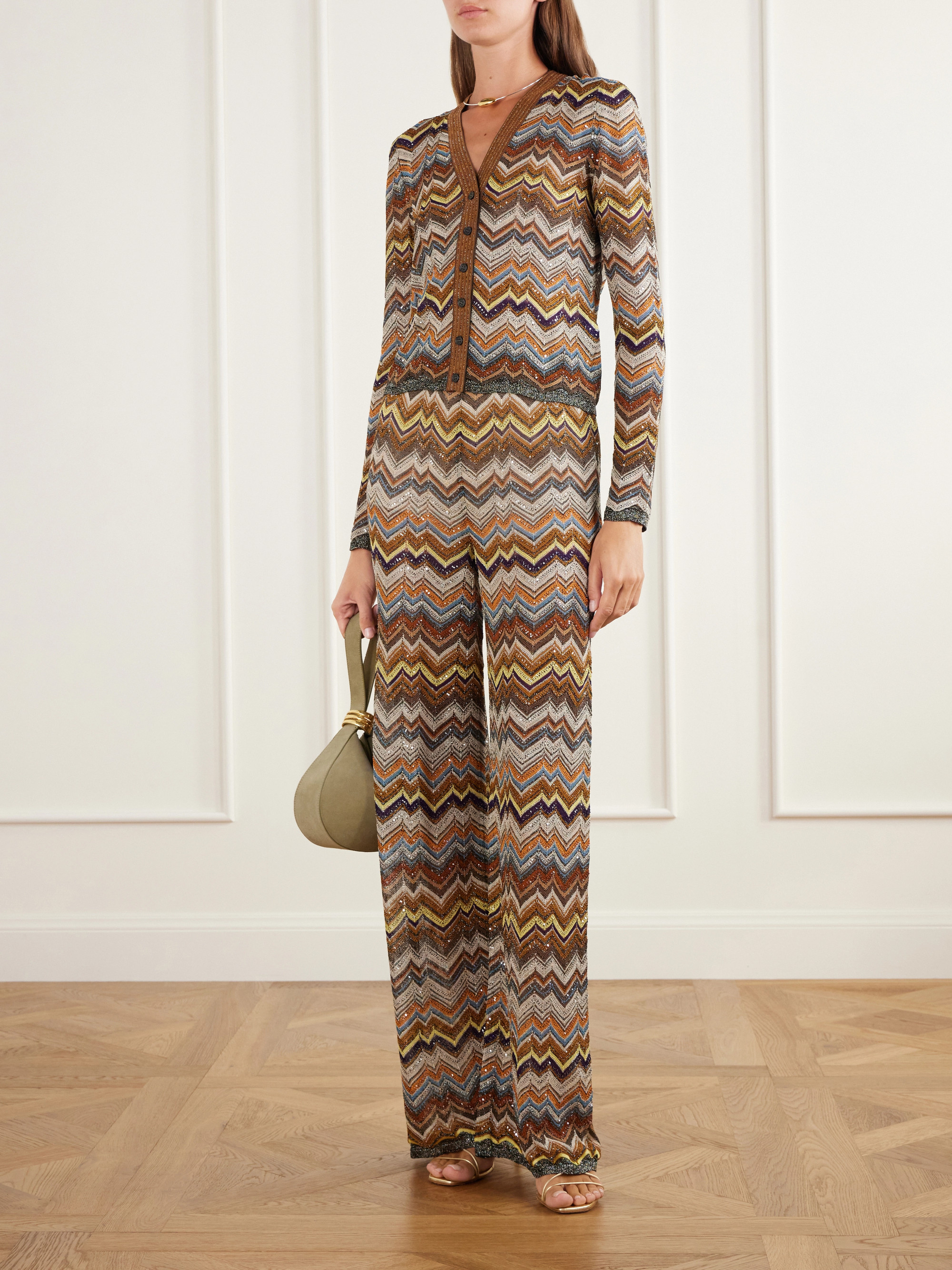 Missoni Striped metallic crochet-knit cardigan