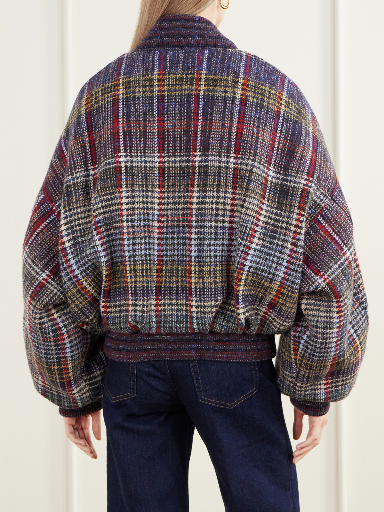 Checked Wool-Caperdoni Padded Bomber Jacket