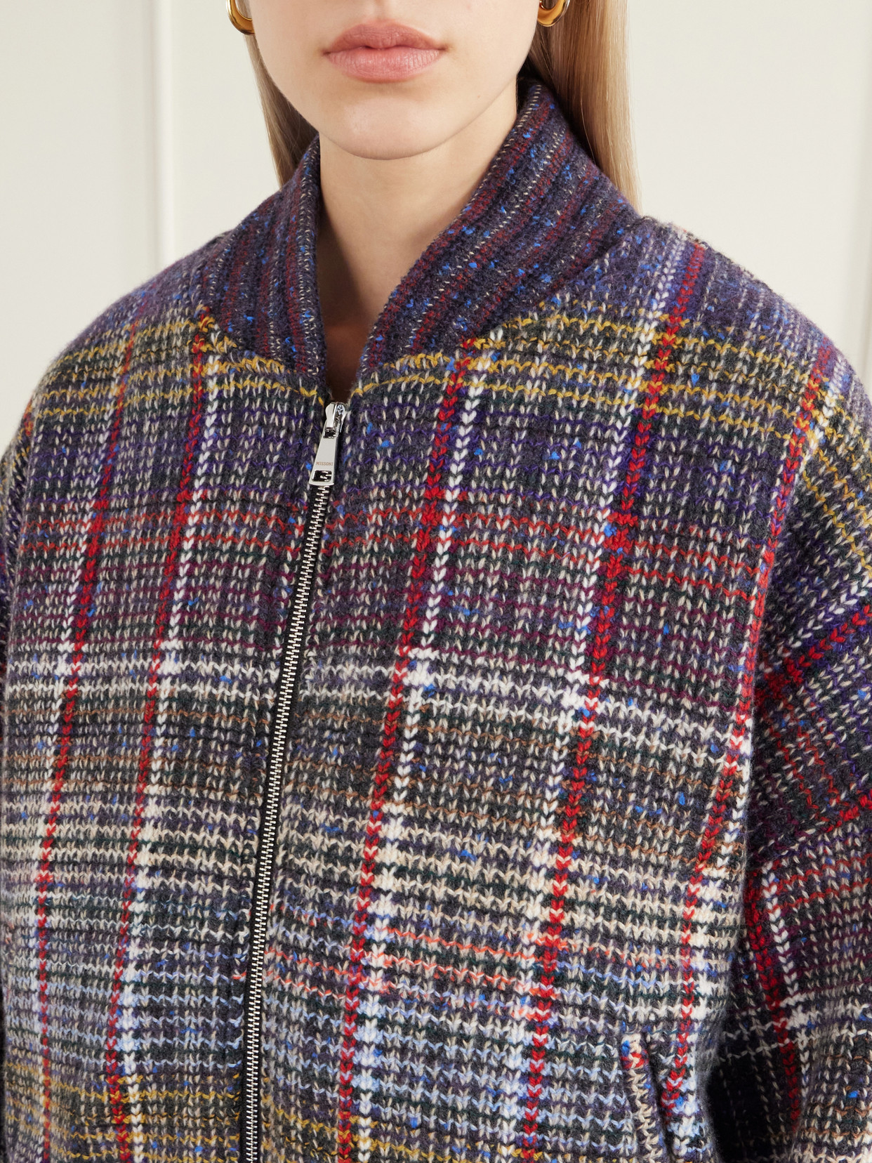 Checked Wool-Caperdoni Padded Bomber Jacket