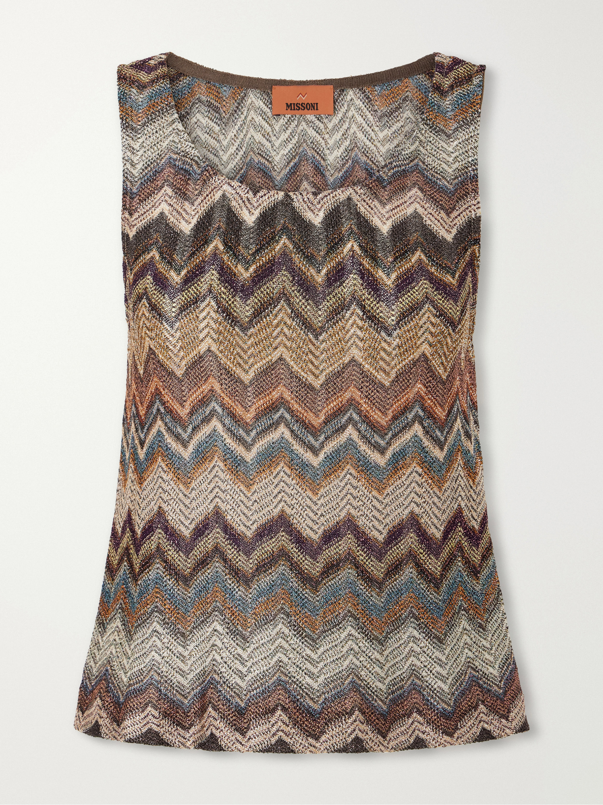 Missoni Striped metallic crochet-knit tank