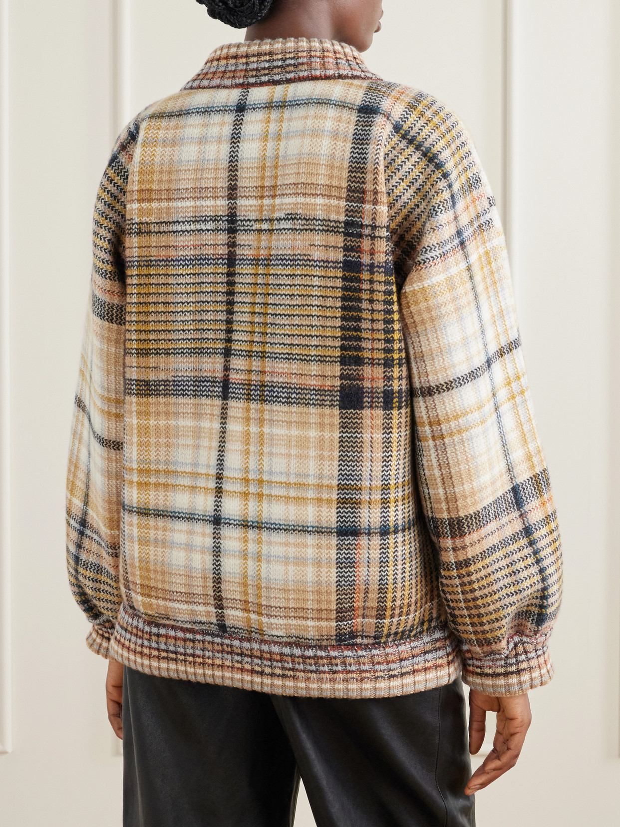 Padded Checked Wool Bomber Jacket