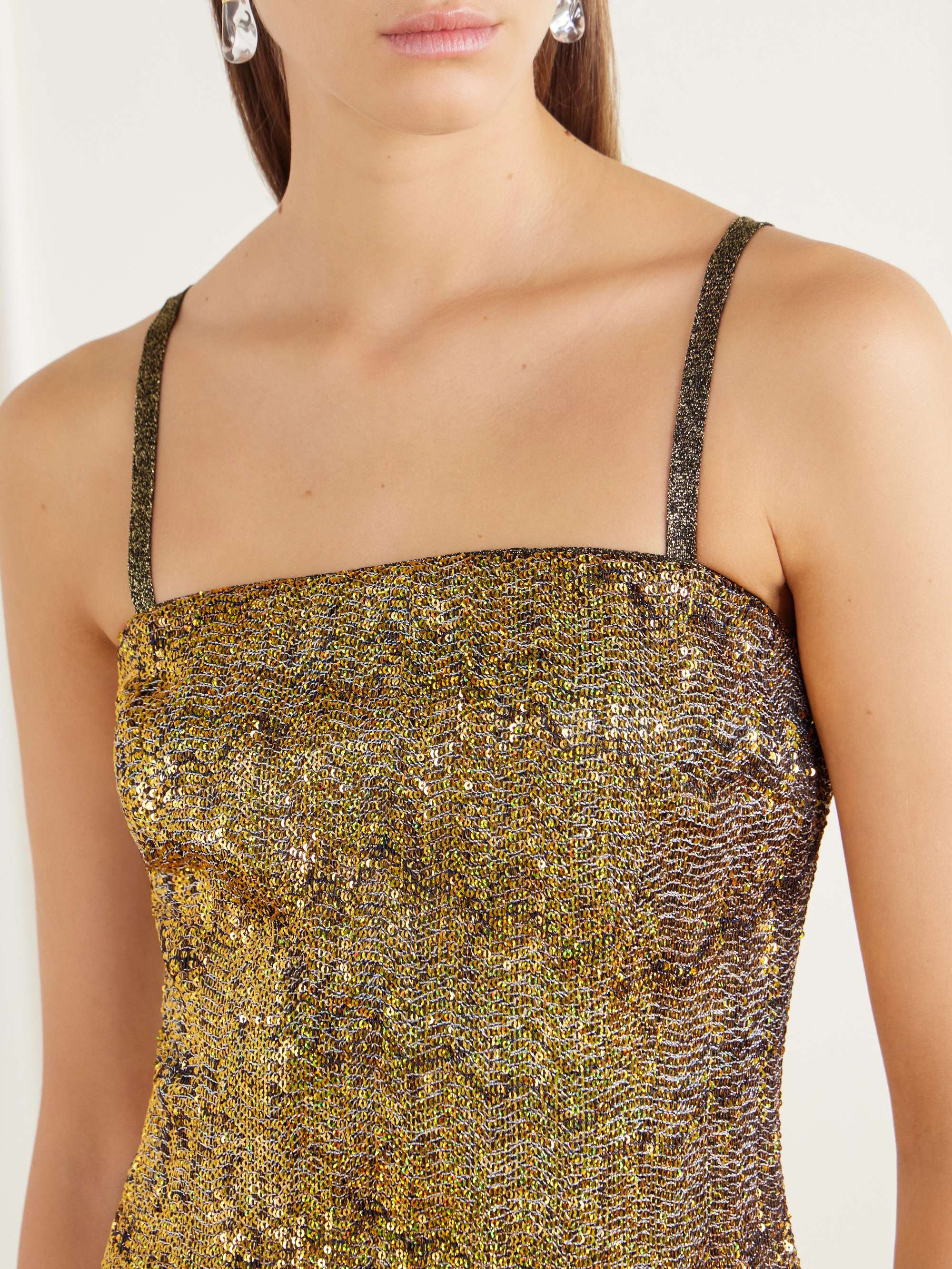 MISSONI Striped metallic crochet-knit mini dress | NET-A-PORTER US