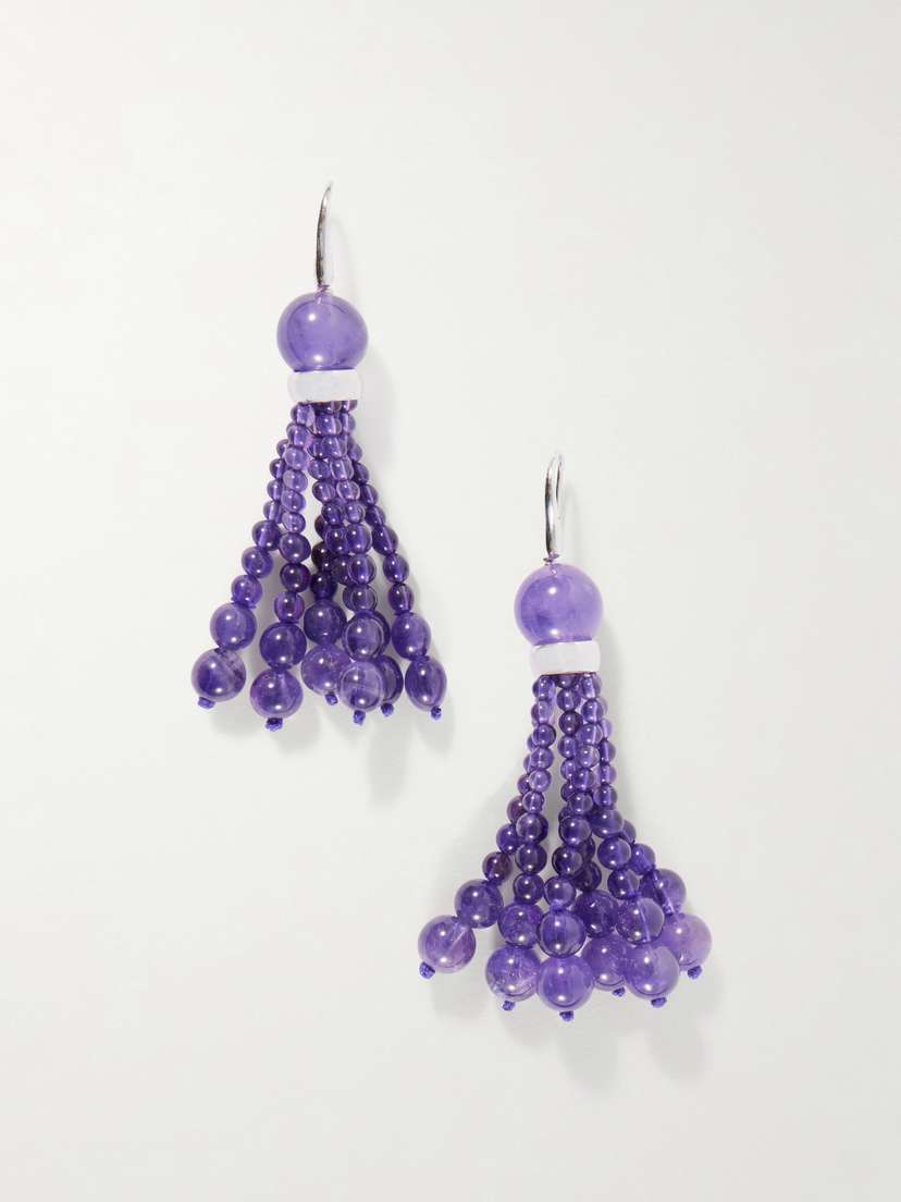 Le Sundial Venice Opera Tasseled Sterling Silver Amerthyst Earrings