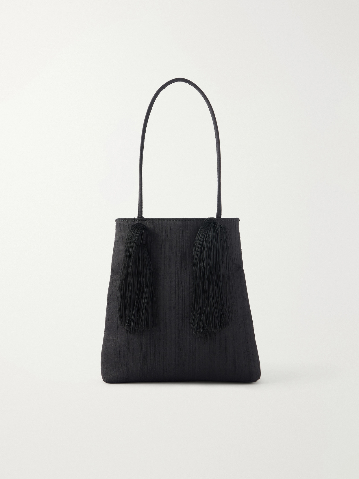 Le Sundial Le Salon Tasseled Dupioni Clutch In Black