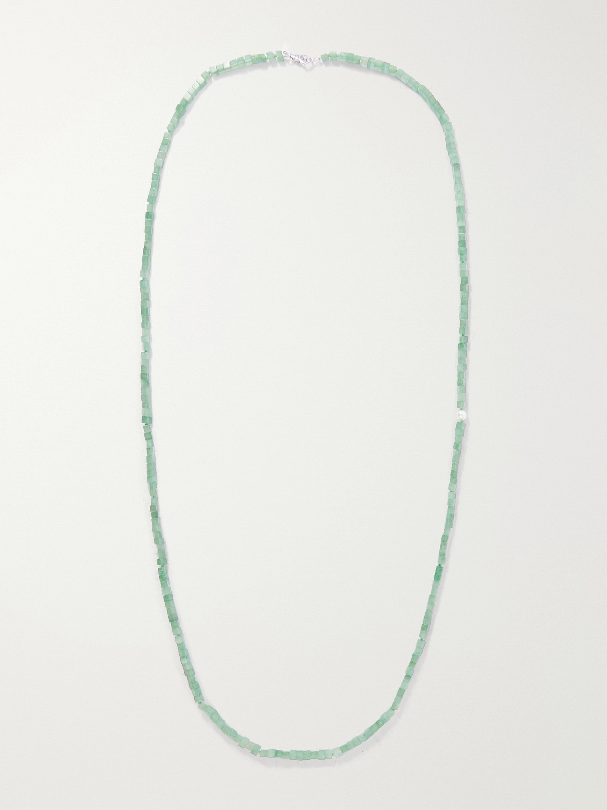 Le Sundial Inès Sterling Silver, Aventurine And Pearl Beaded Necklace In Green