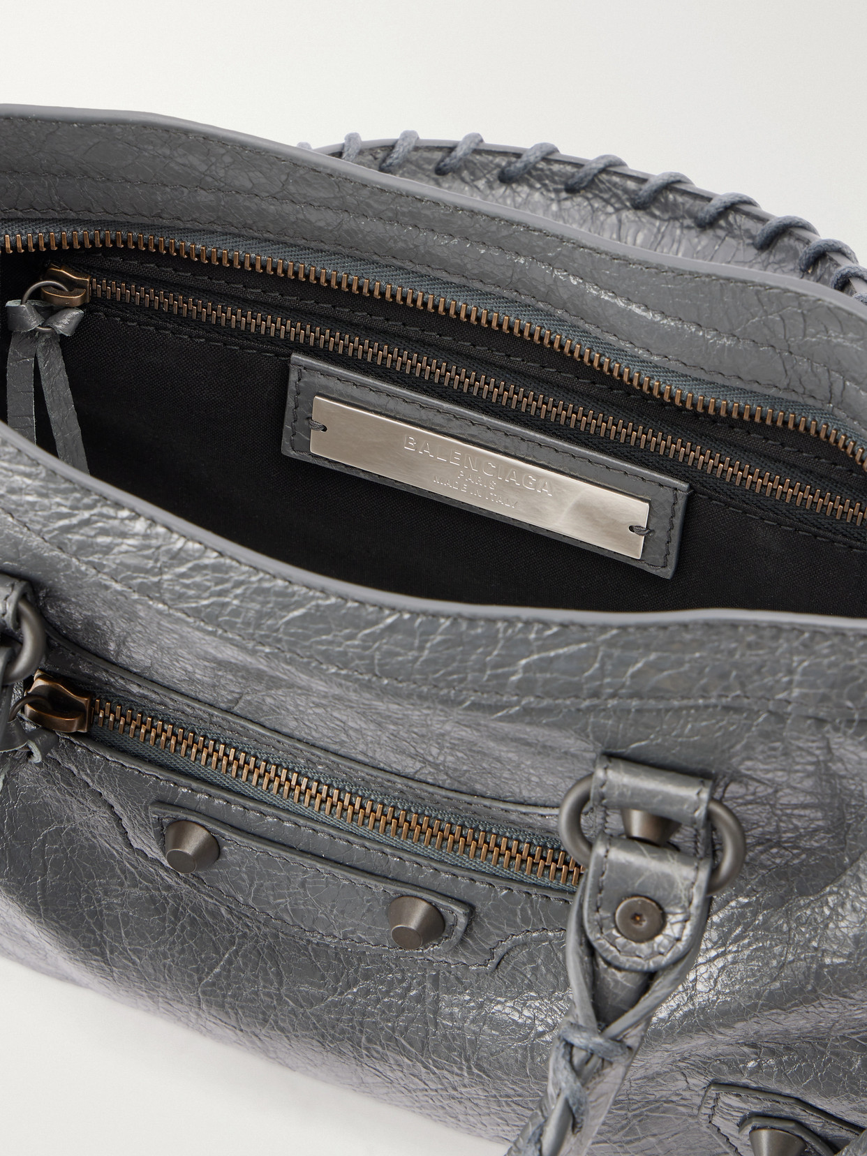 Le City Small Embellished Textured-Leather Tote