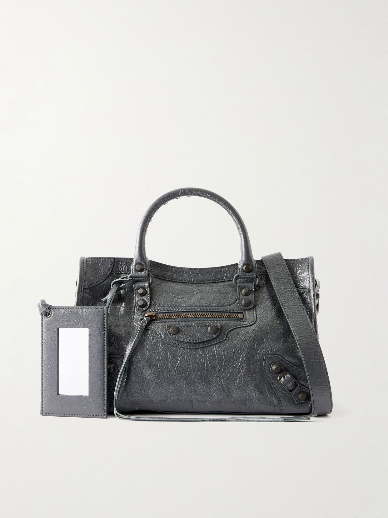 Le City small embellished textured-leather tote