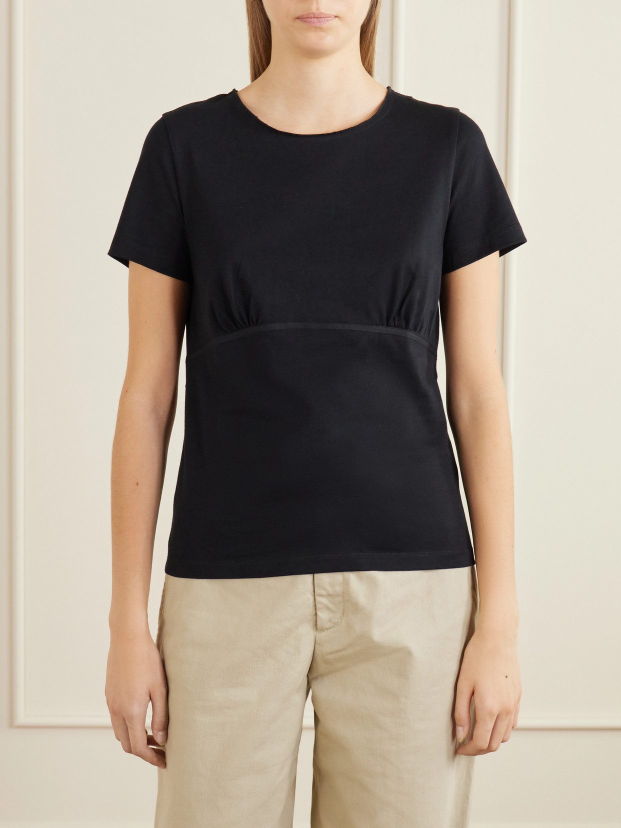 Gathered Organic-Cotton T-Shirt