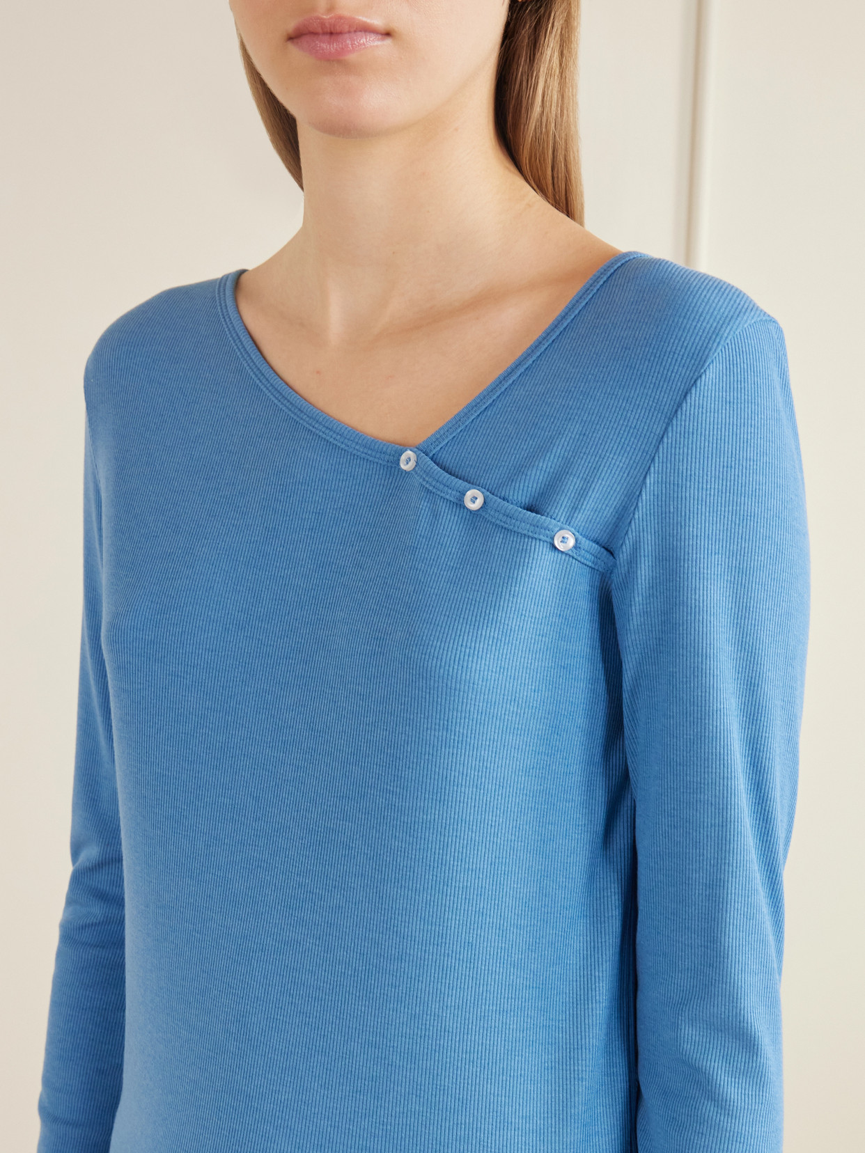 Button-Detail Ribbed Lyocell And Wool-Blend T-Shirt