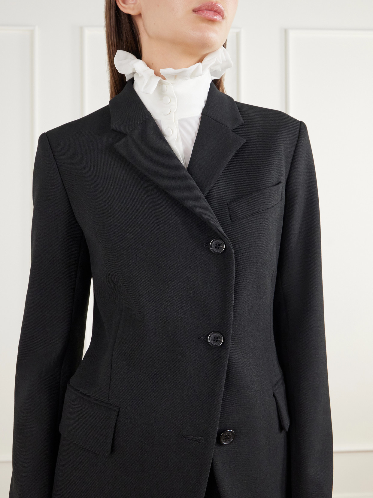 Acne Studios Asymmetric Twill Blazer In Black