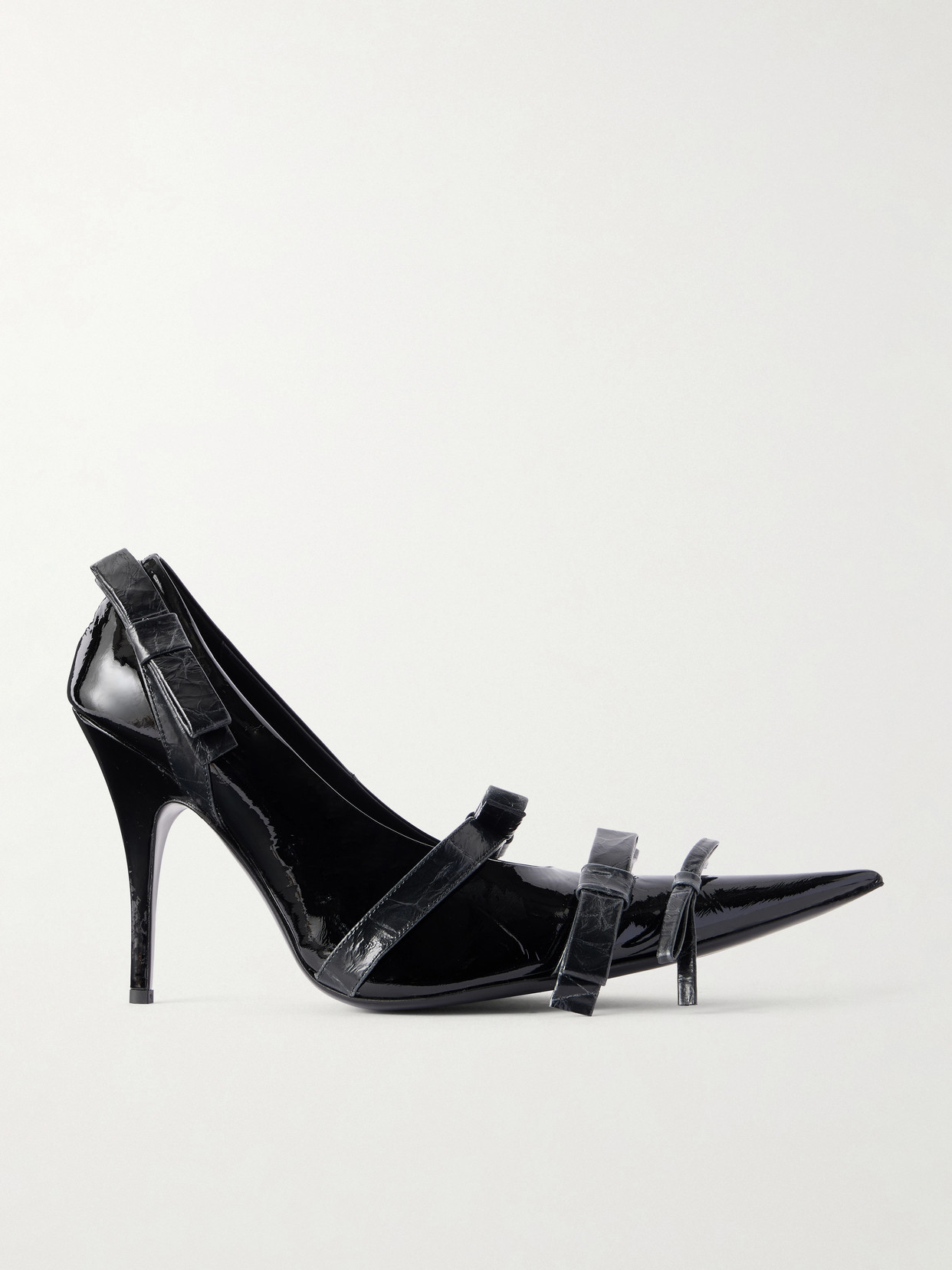 110 Bow-Detailed Crinkled Pumps