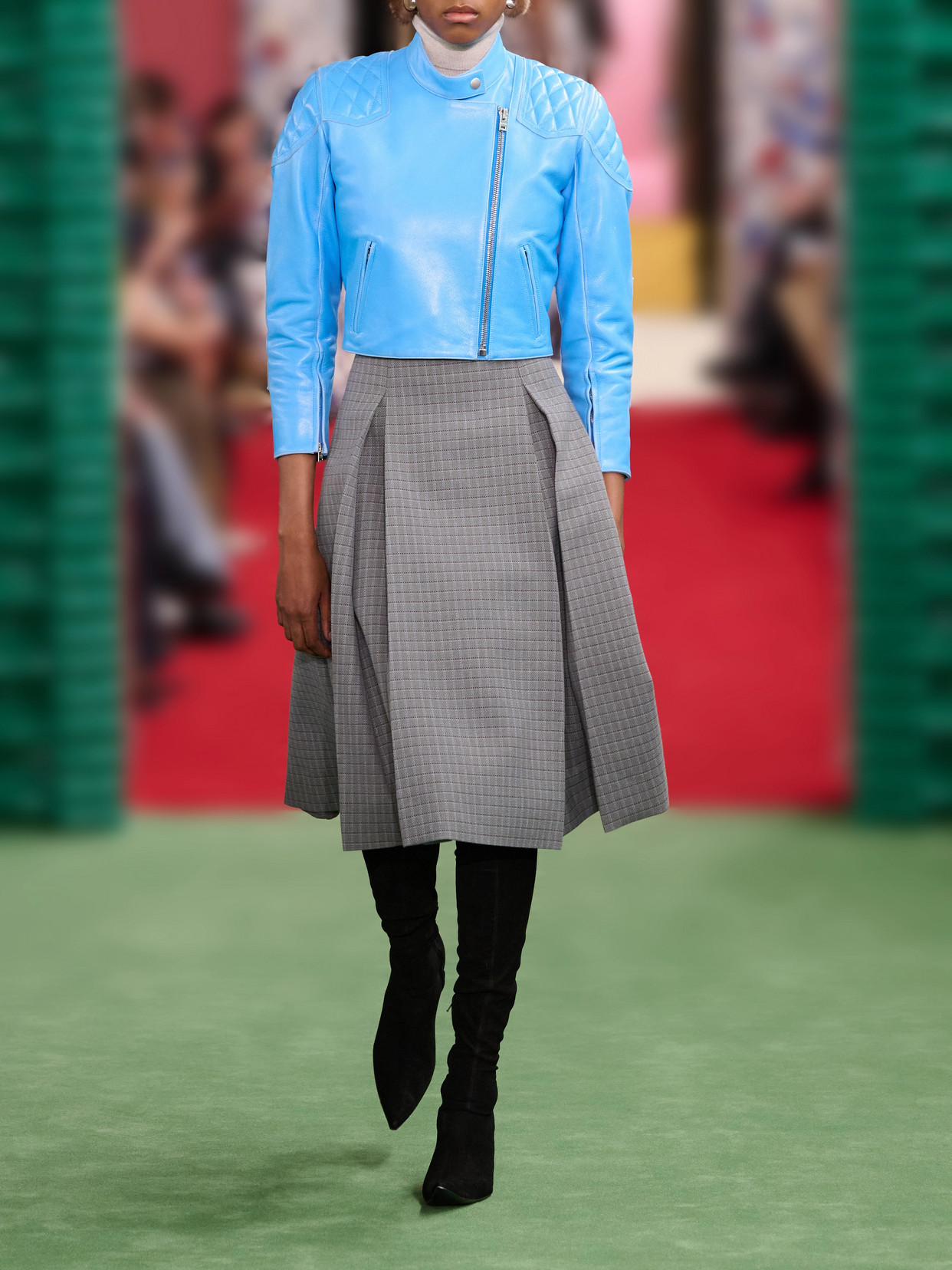 Acne Studios Cropped Quilted Leather Jacket In Blue