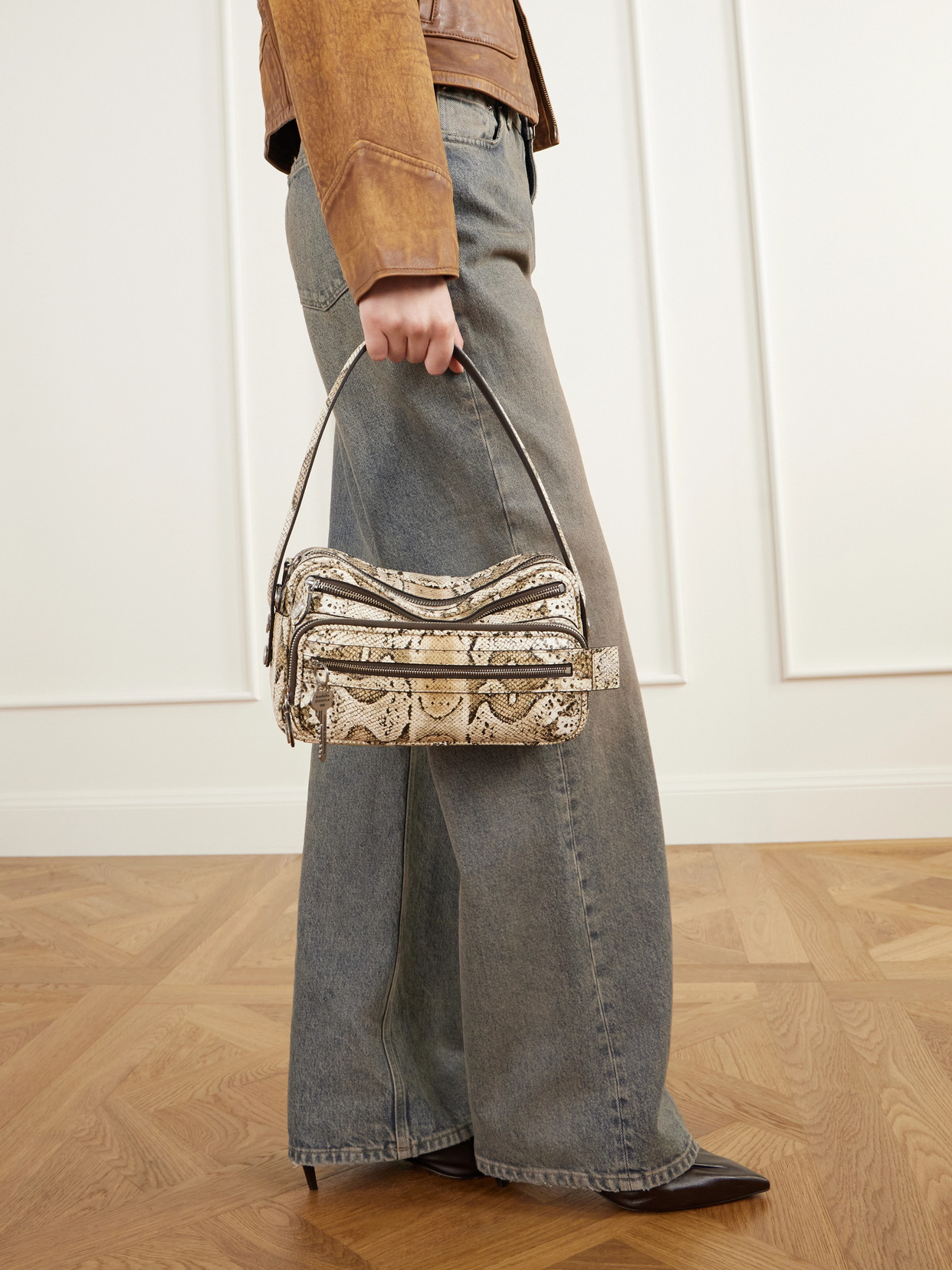 Snake-Effect Shoulder Bag