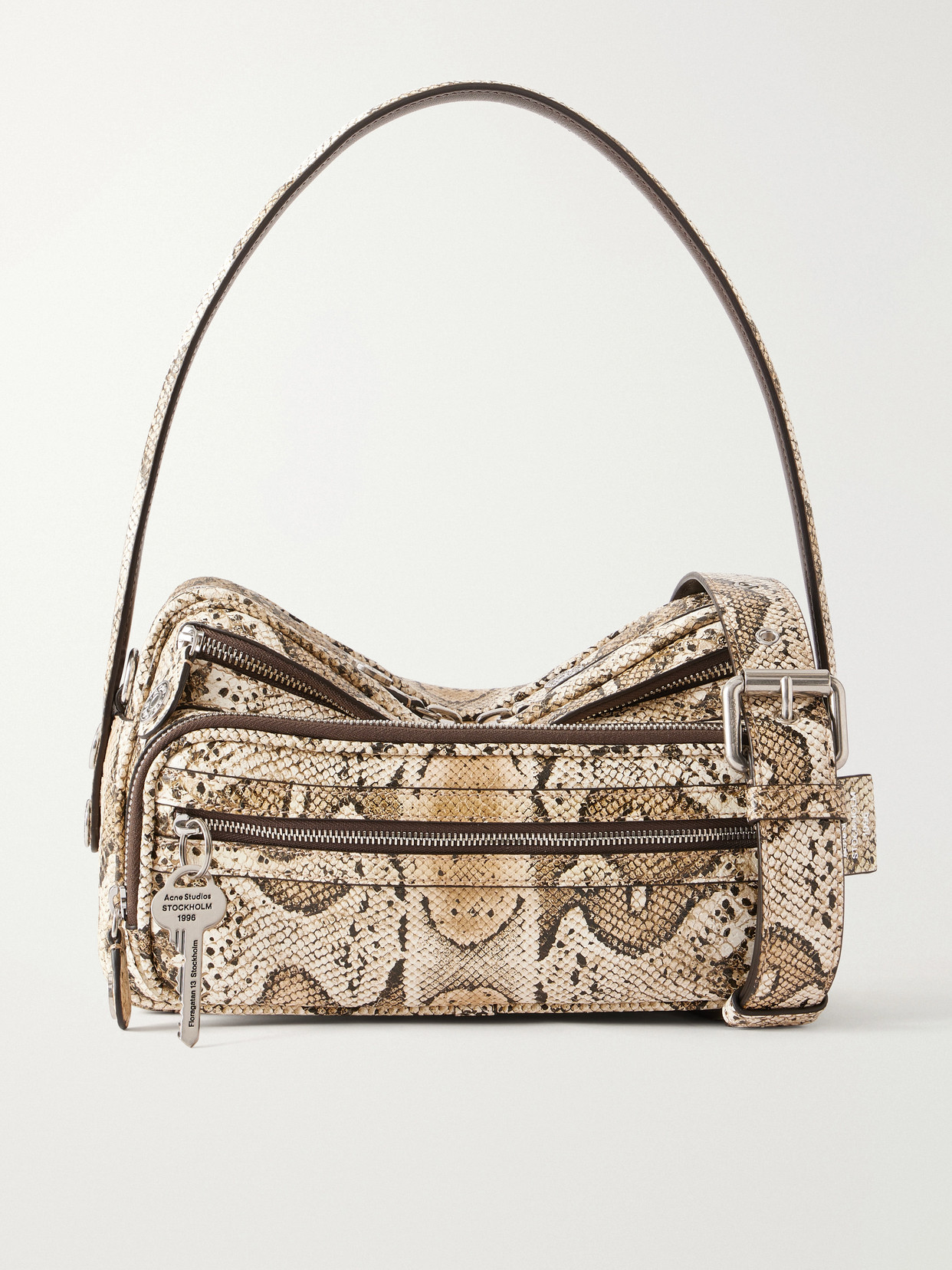 Acne Studios Snake-effect Leather Shoulder Bag In Neutrals