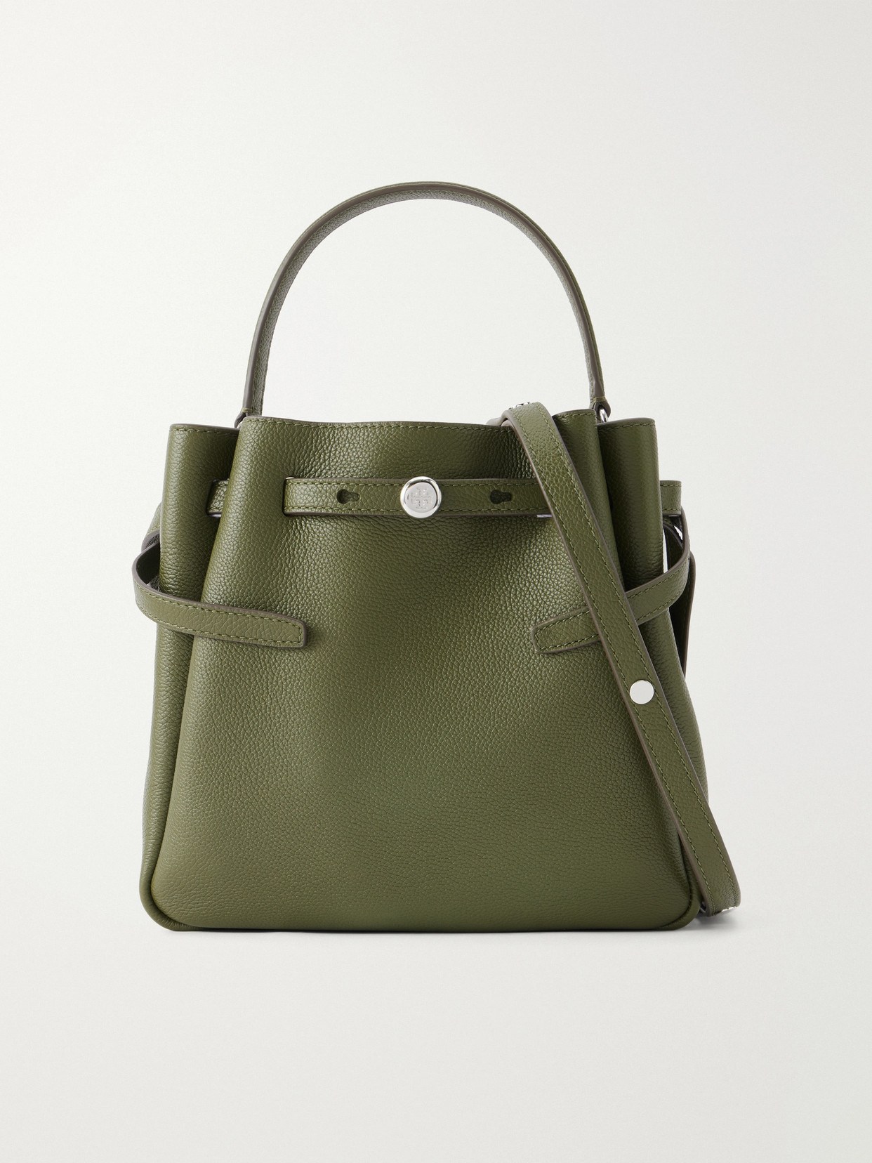 Tory Burch Romy Leather Bucket Bag In Green